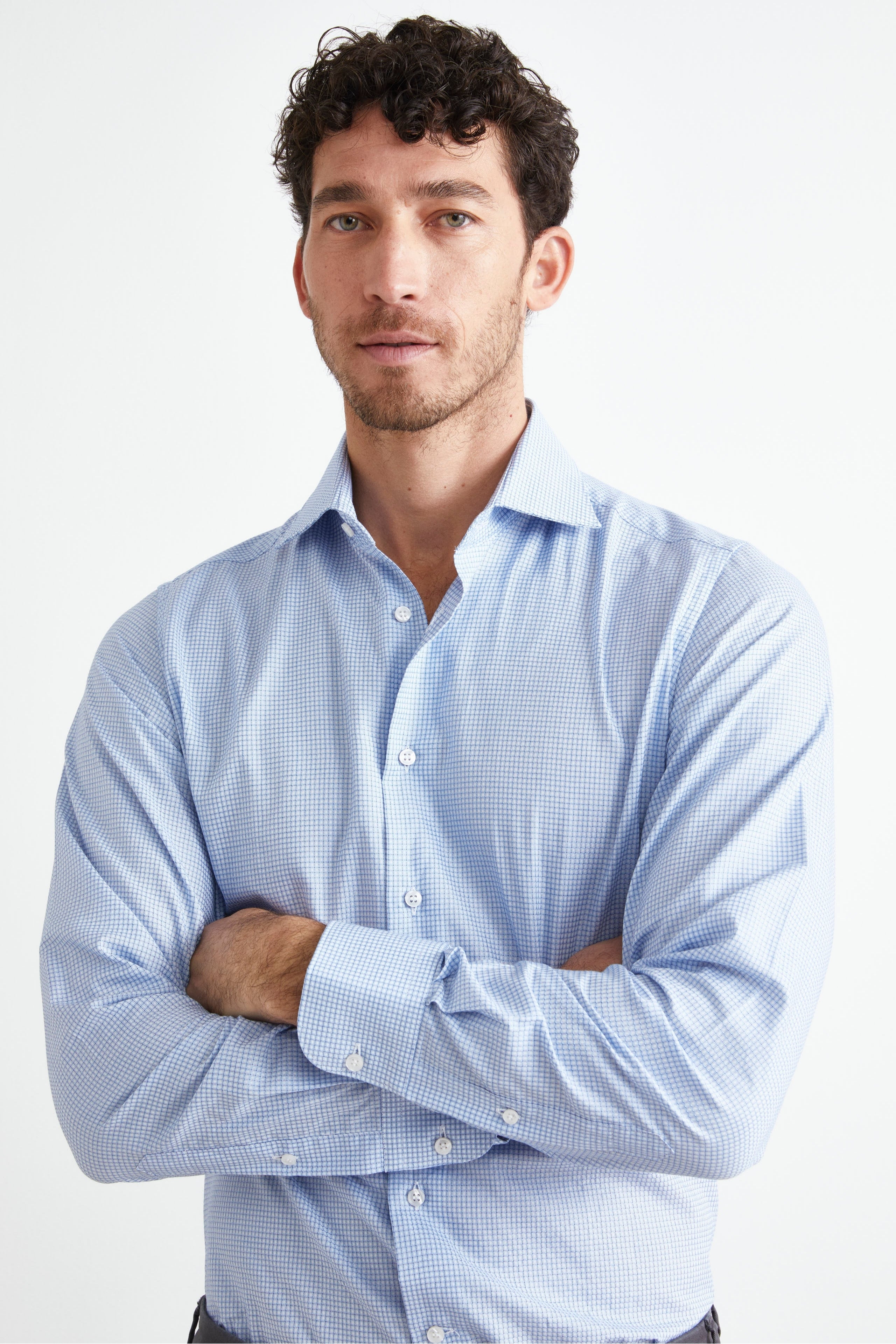 Camicia Quadretti Regular Fit BIANCO/AZZURRO - Main Image