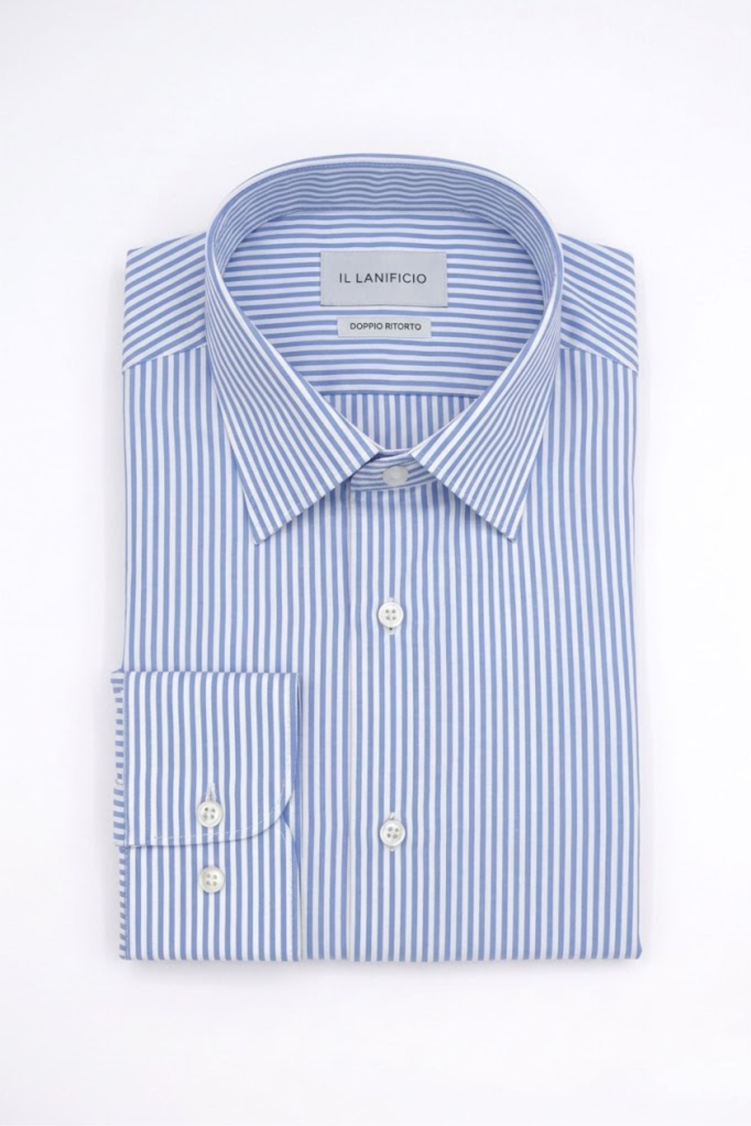 Camicia Regular Fit con Collo Classico - AZZURRO RIGATO