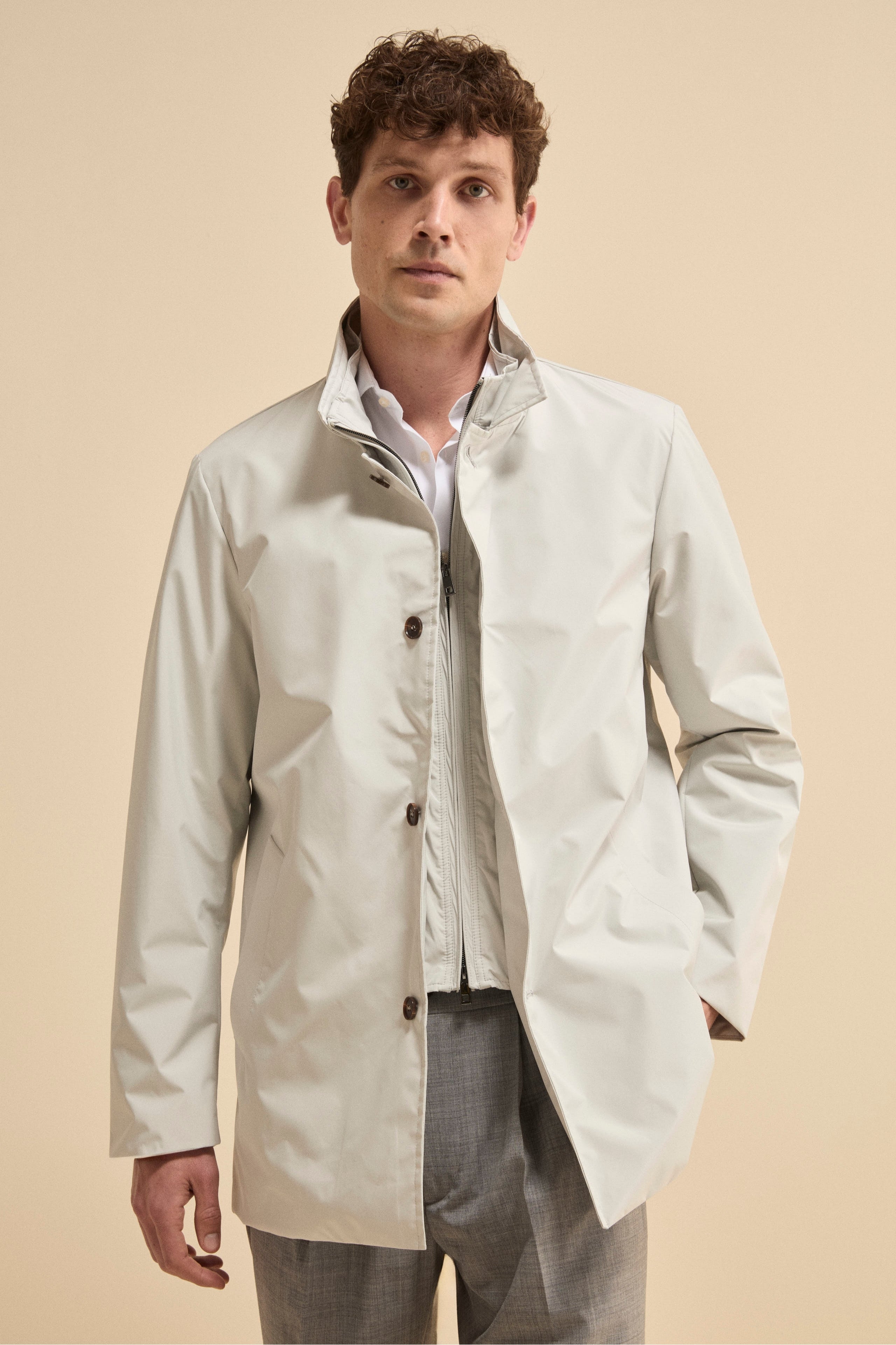 Impermeabile Corto Foderato con Corpetto - GHIACCIO