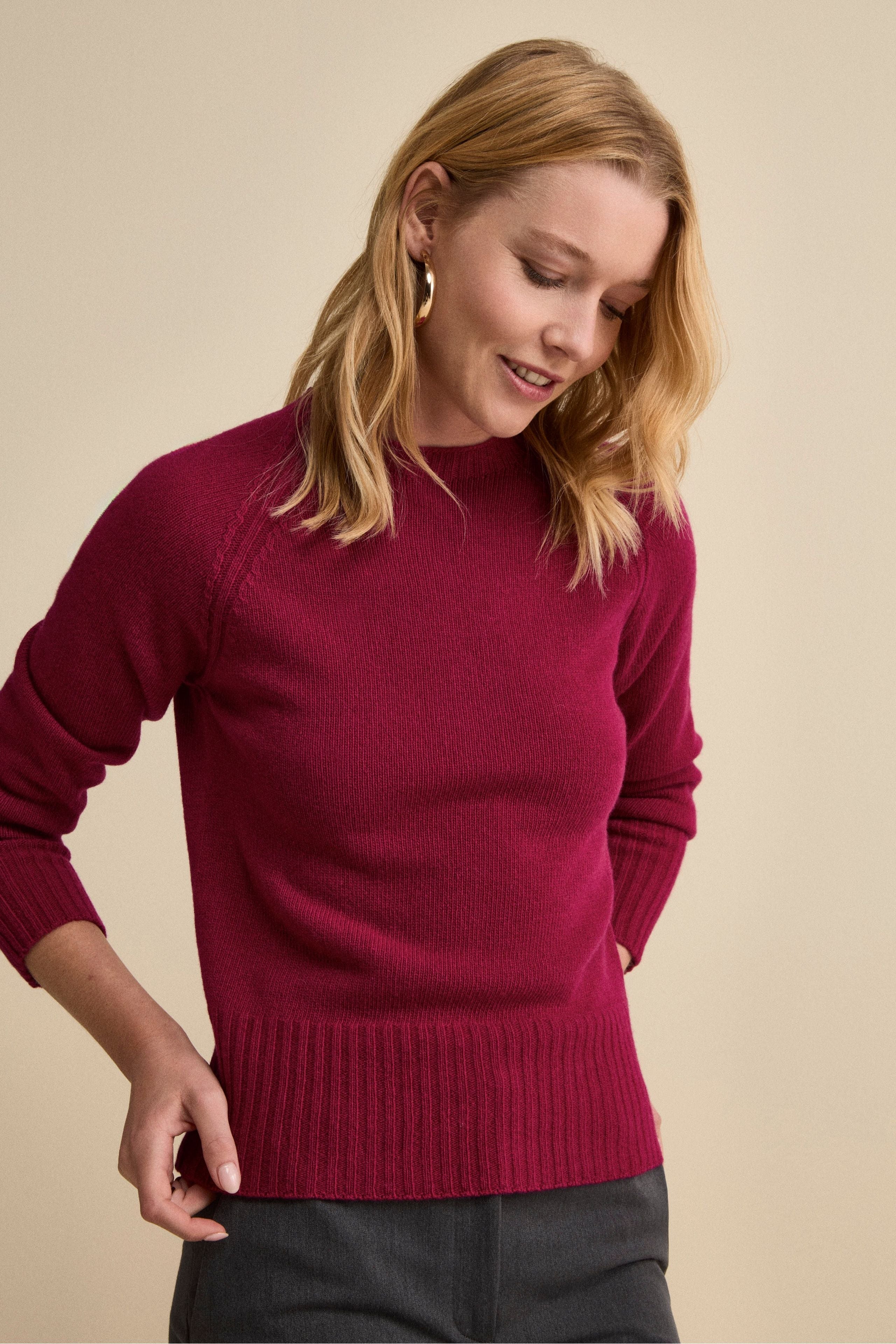 Girocollo Raglan in Lana e Cashmere - CILIEGIA