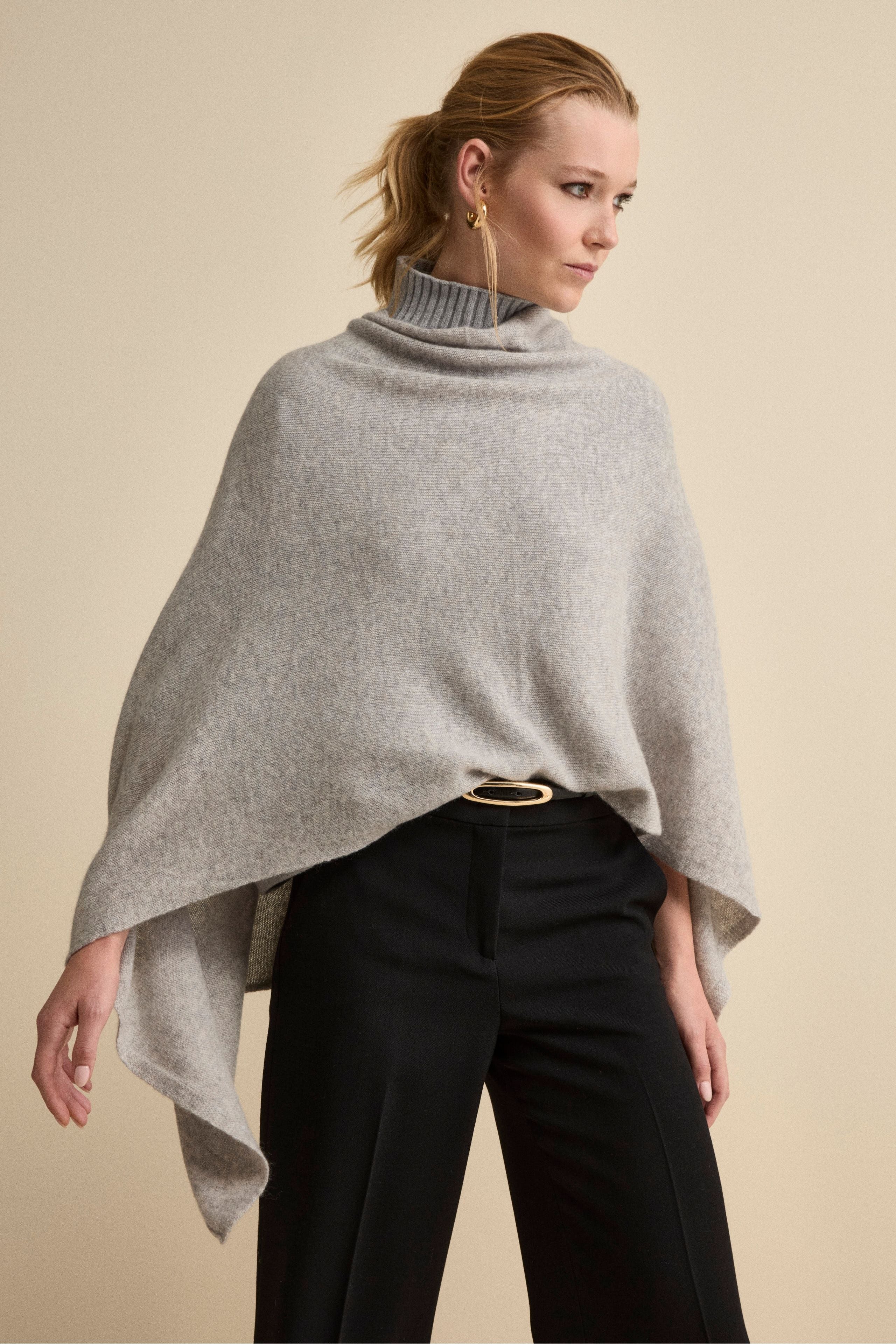 Mantella in cashmere da donna - GRIGIO CHIARO