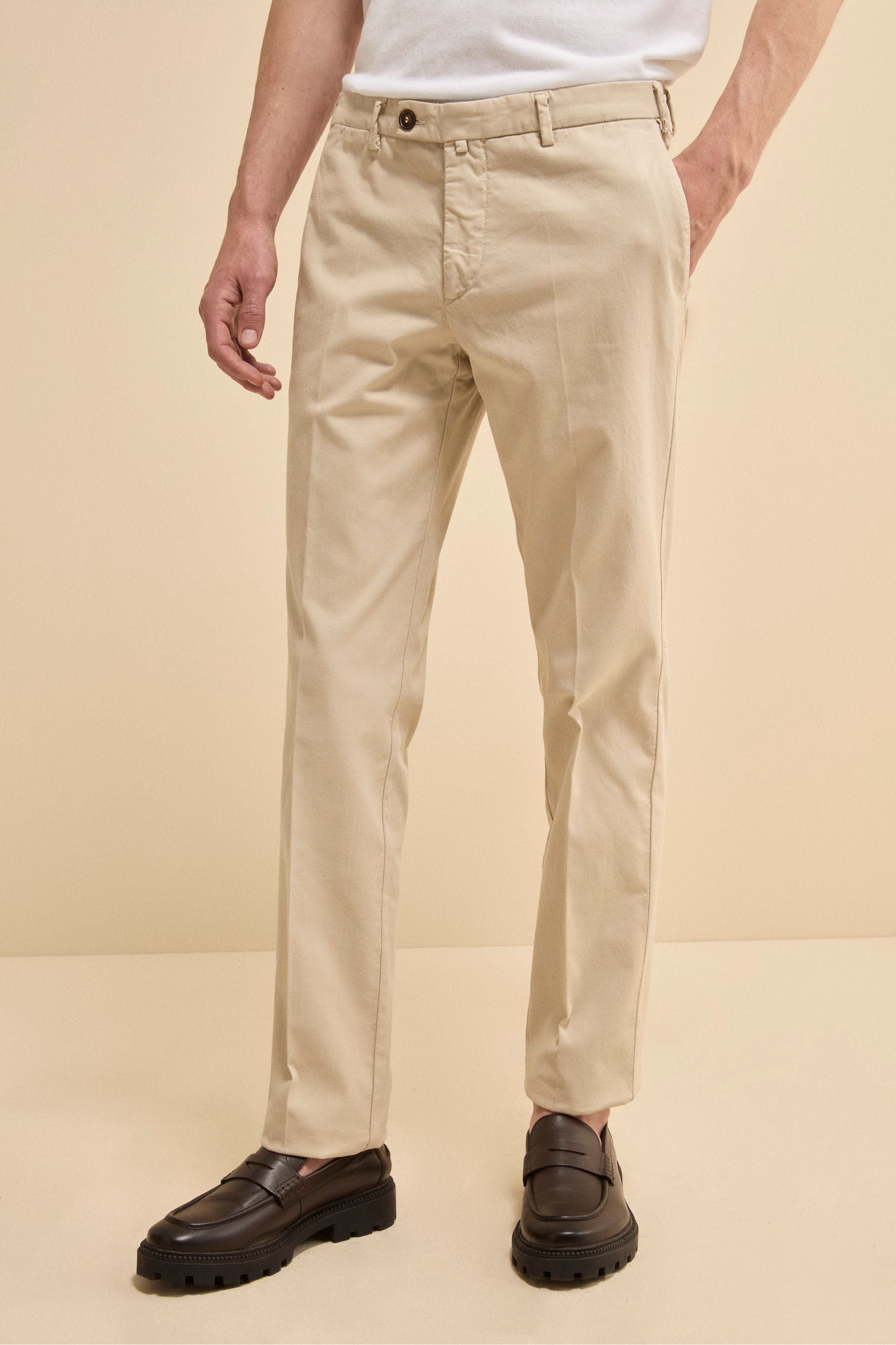 Pantalone Regular Fit in Cotone Armaturato SABBIA