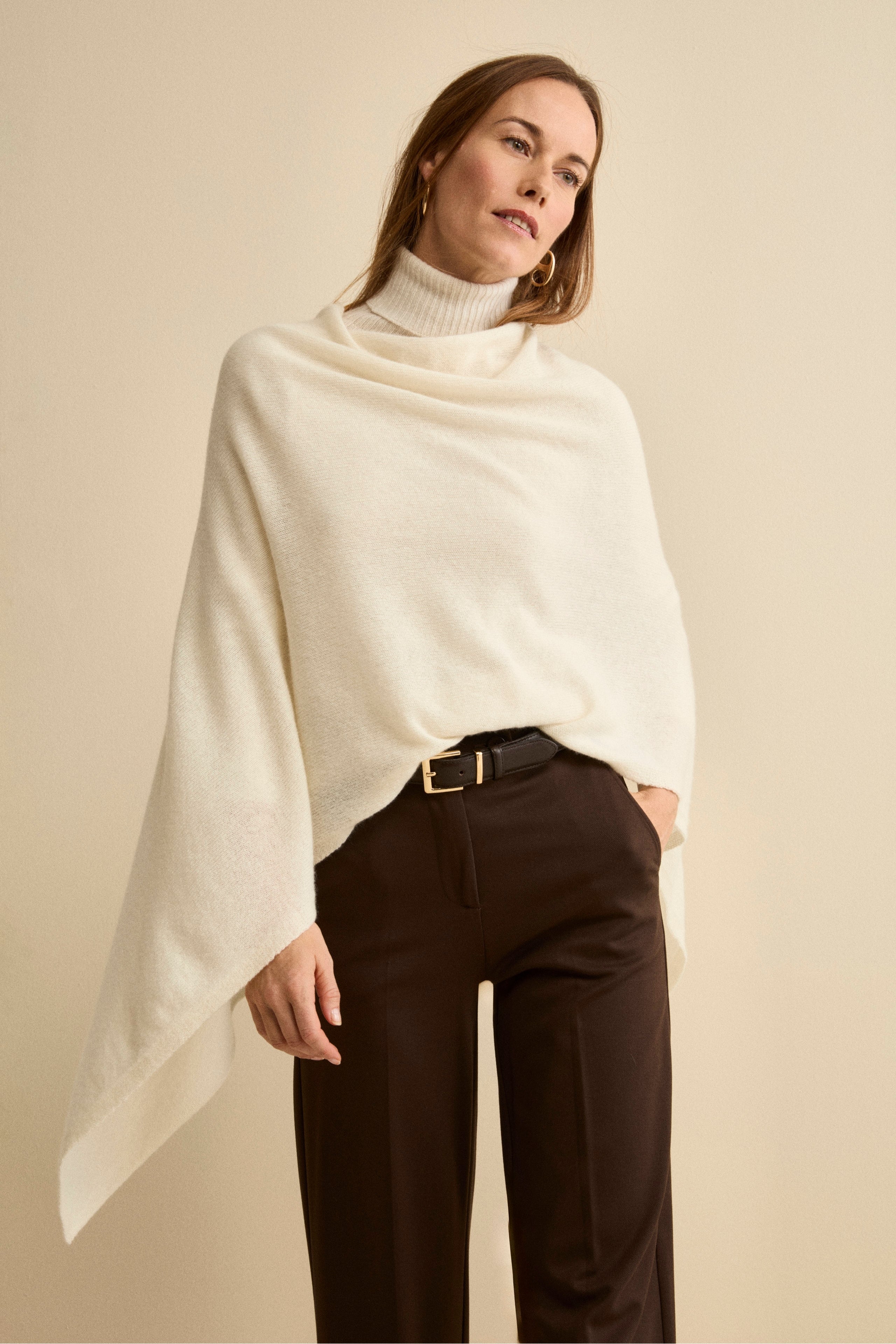 Mantella in cashmere da donna - PANNA