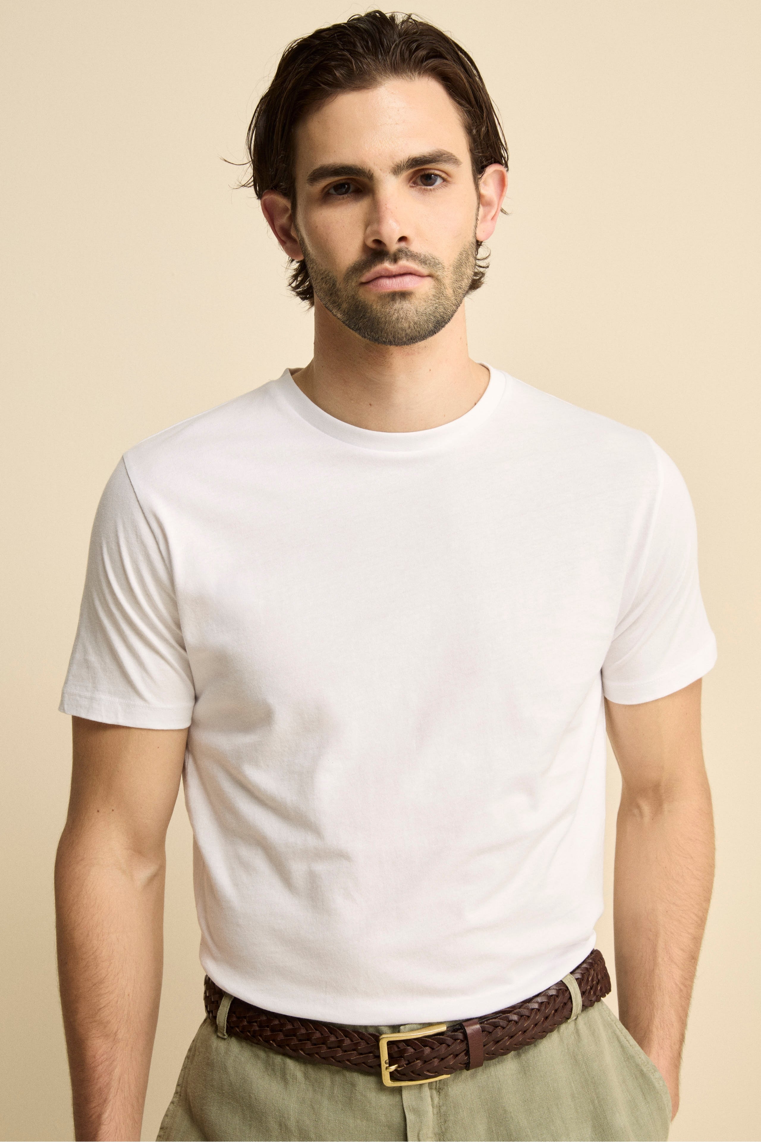 Uomo Bianca T Shirt In Vendita T-shirt Uomo Girocollo Boxy Fit Cotone Basic Con Rotture - Foto 13