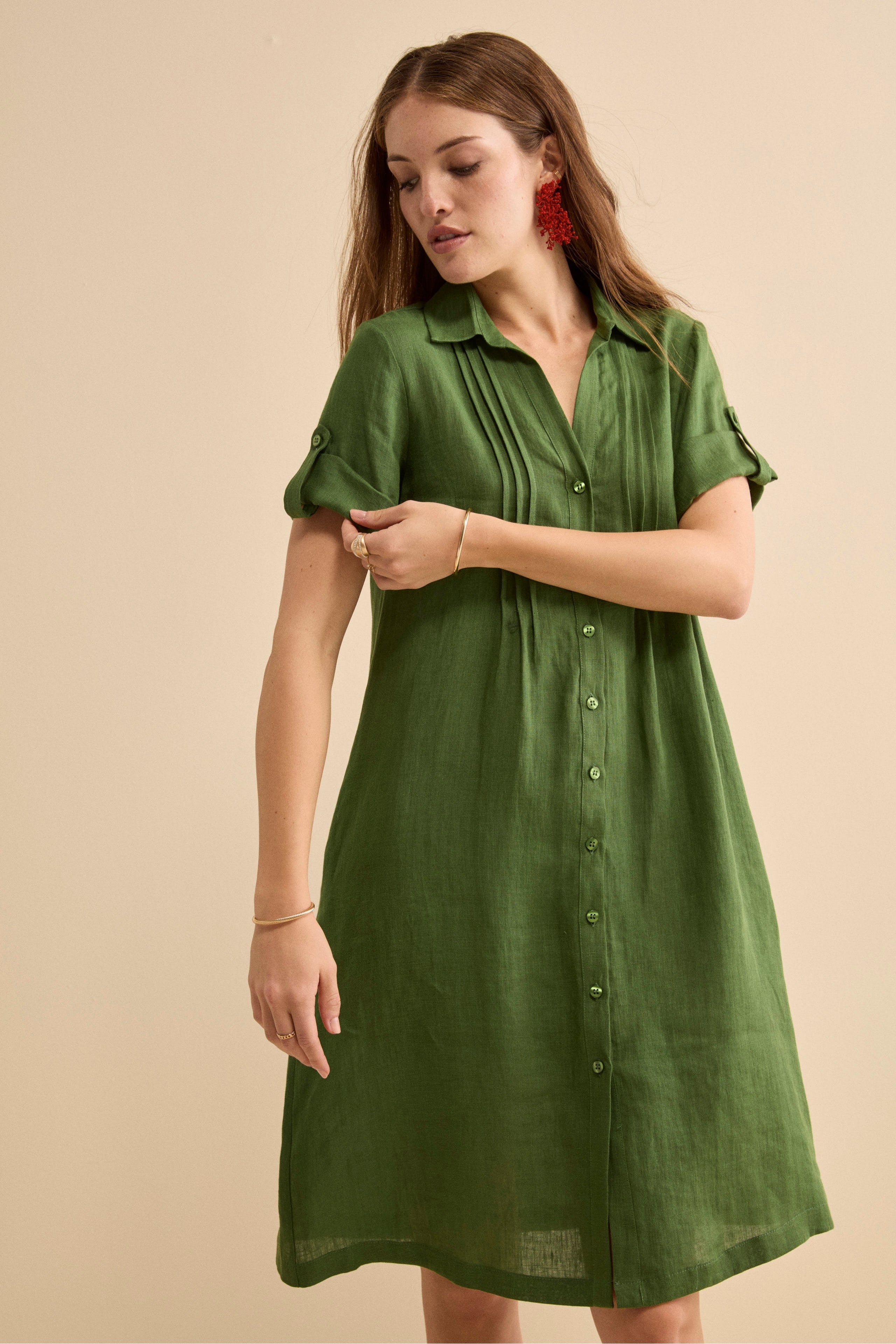 Abito midi da donna in cotone verde over LES COPAINS da Donna Abito midi da donna in cotone verde over LES COPAINS da Donna