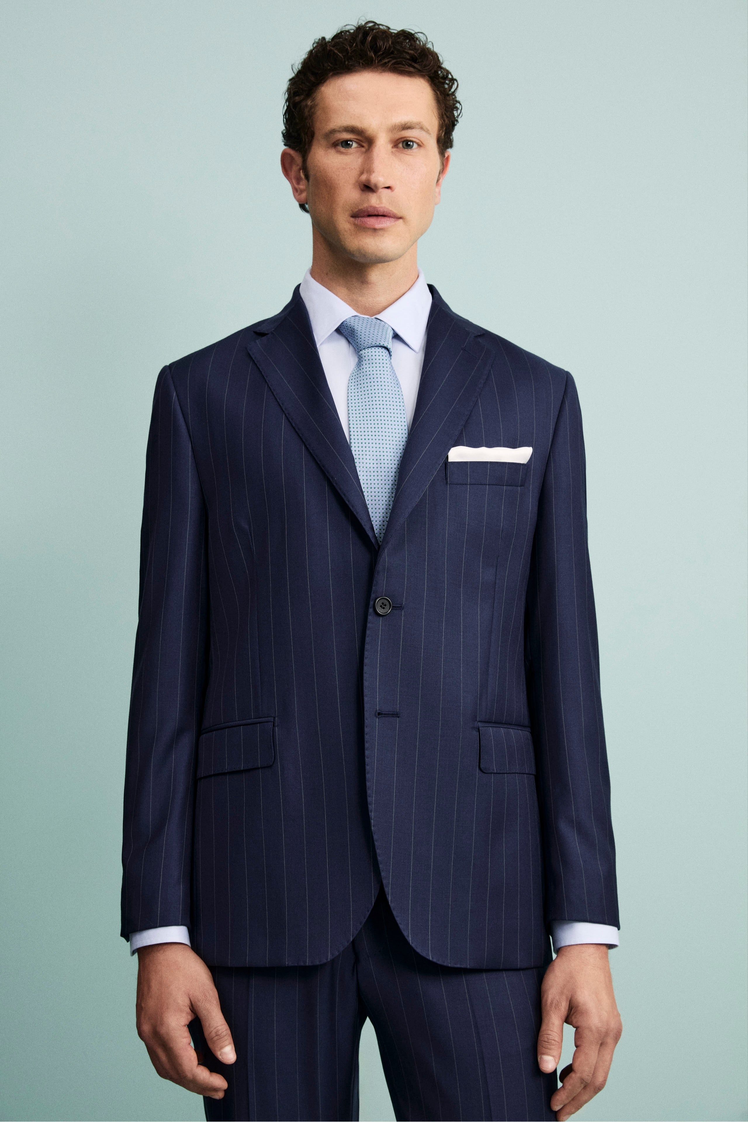 Abito Gessato Uomo Blu Abito Gessato Blu Scuro Vestito Blu