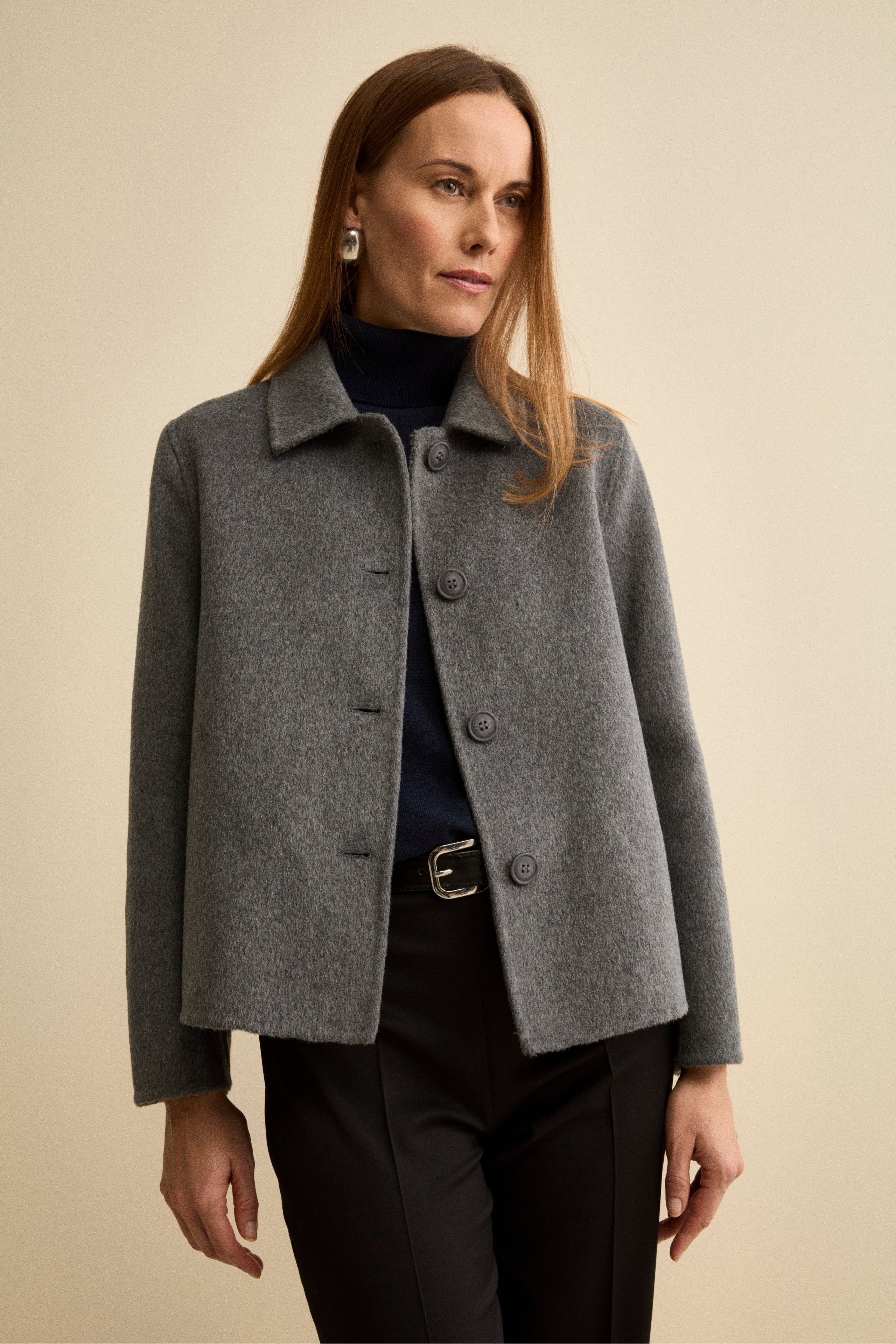 Cappotto Corto Sfoderato in Misto Lana - GRIGIO