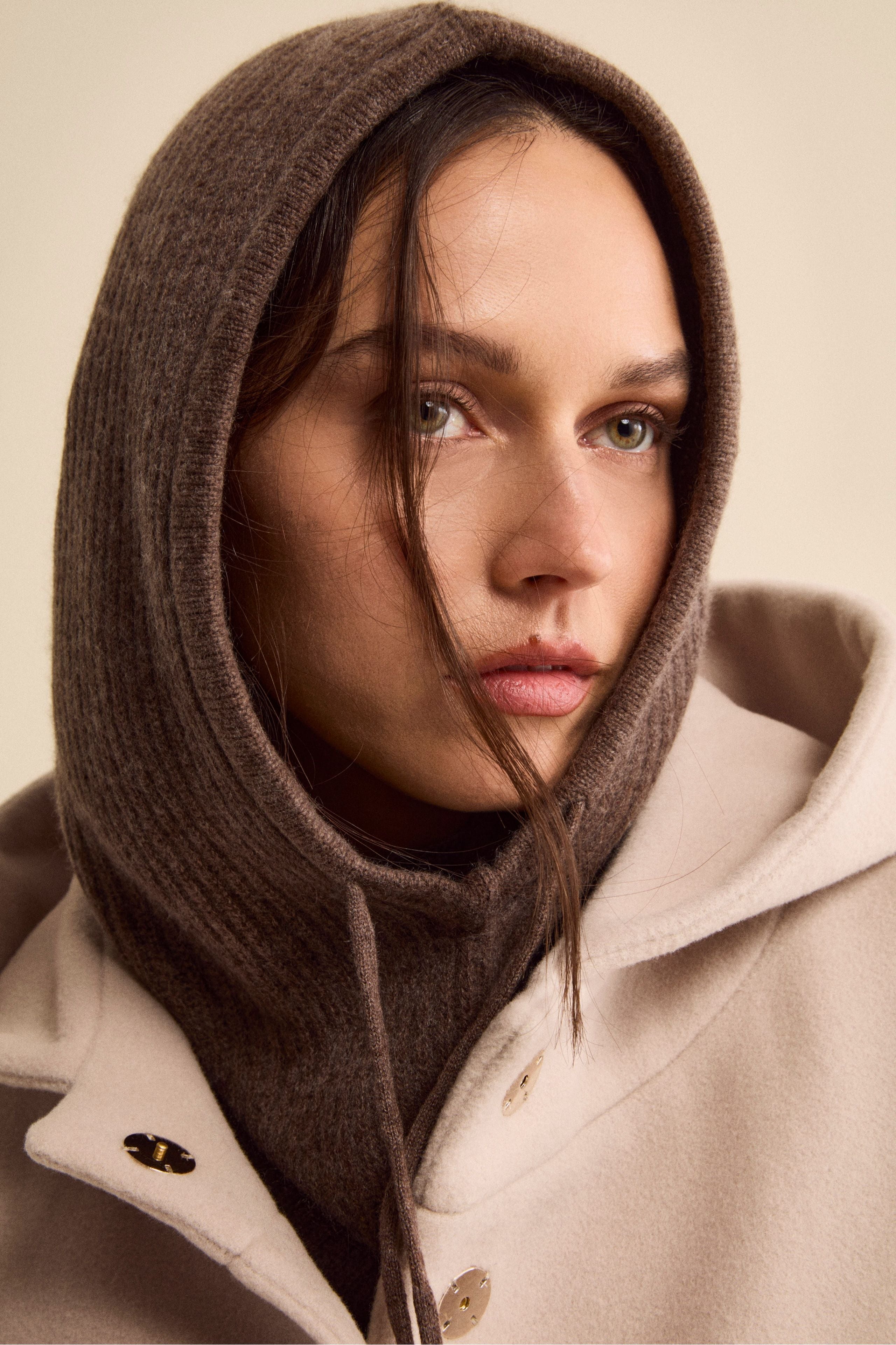 Balaclava a Coste in Cashmere - CASTAGNA