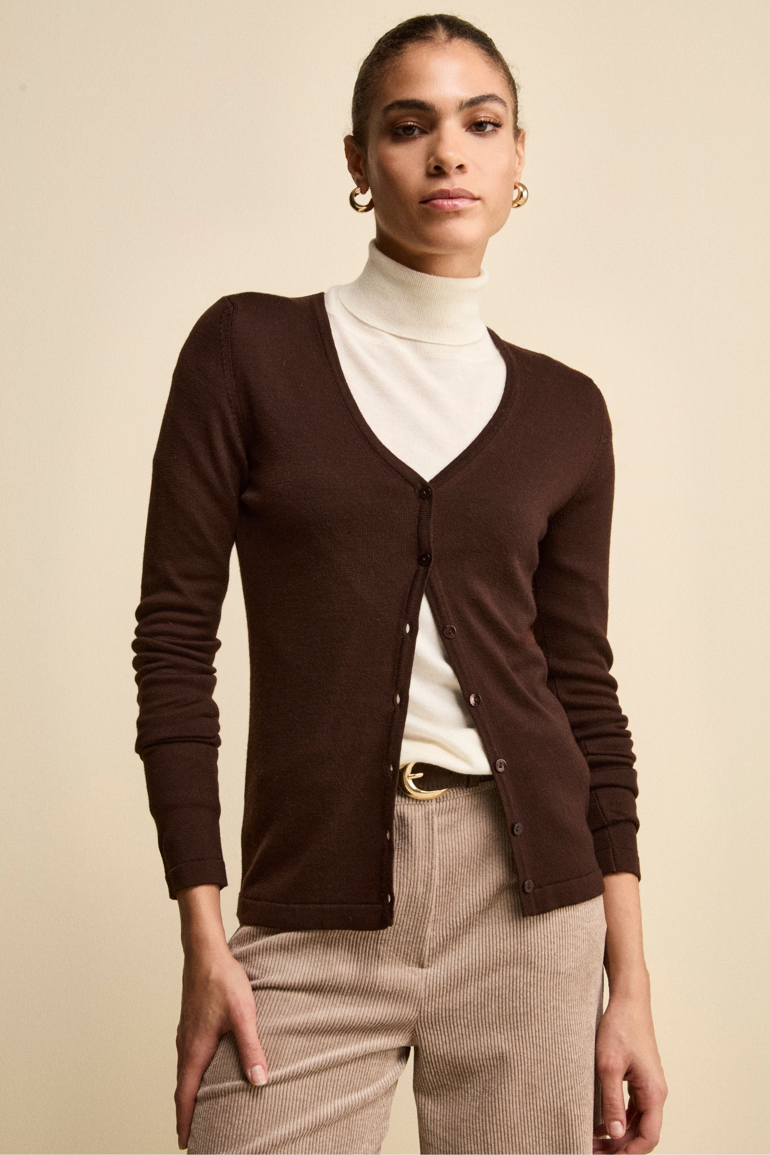 Cardigan Donna In Lana Merino - Maglione Invernale Con Scollo A V, Comodo Ed Elegante