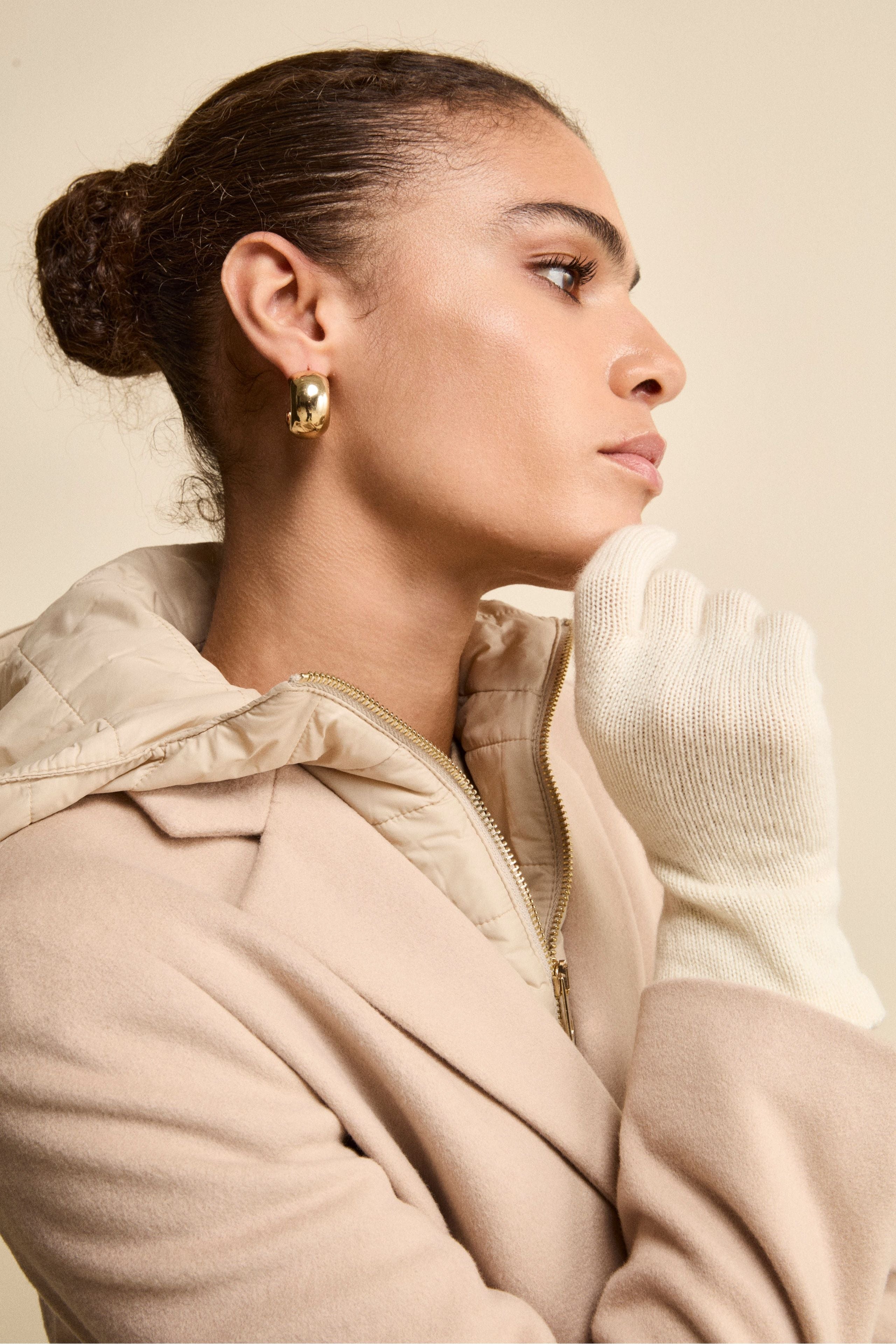 Guanti in cashmere - PANNA