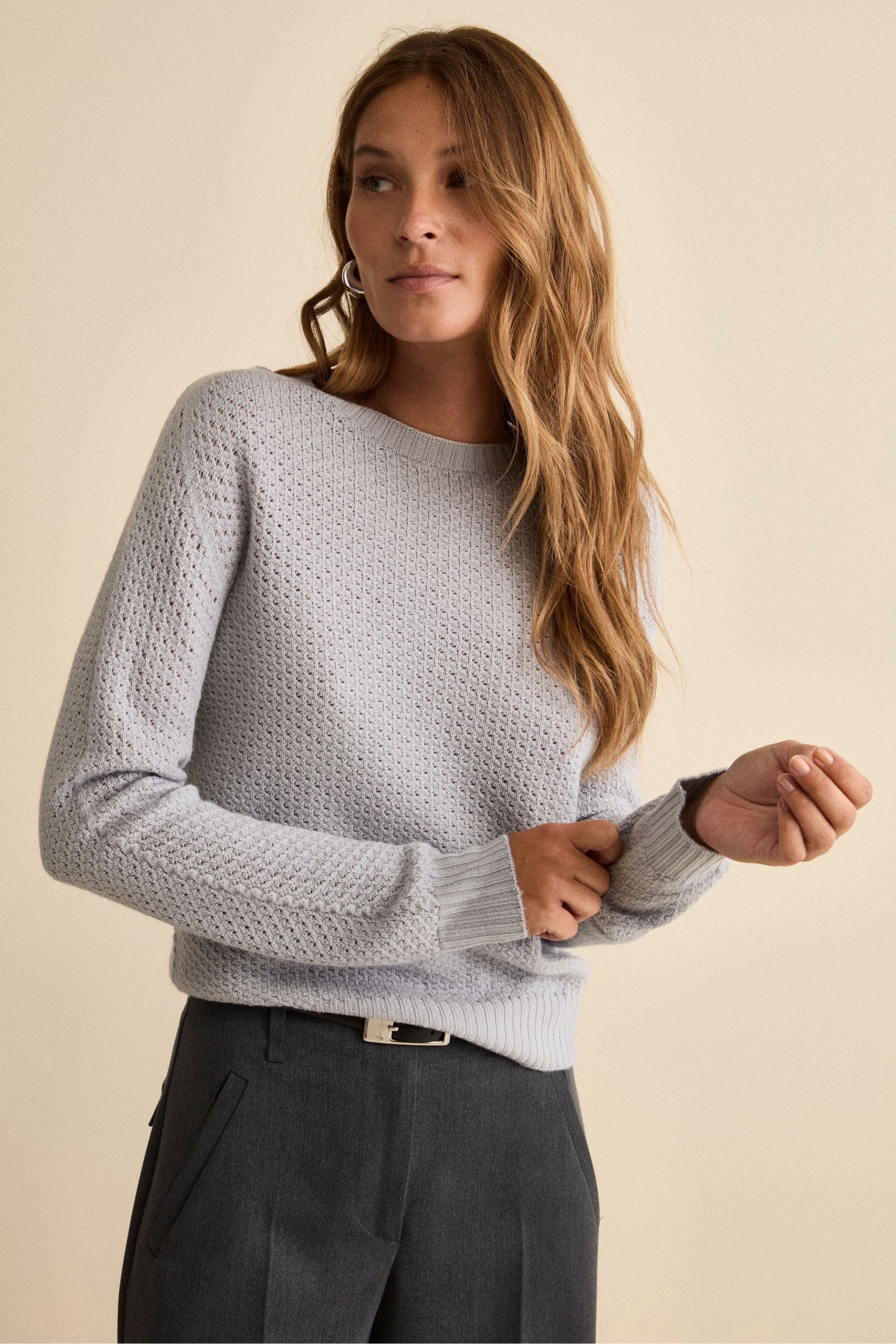 LACOSTE - MAGLIONE GIROCOLLO IN LANA CARDATA - 050214701_HBP - CELESTE
