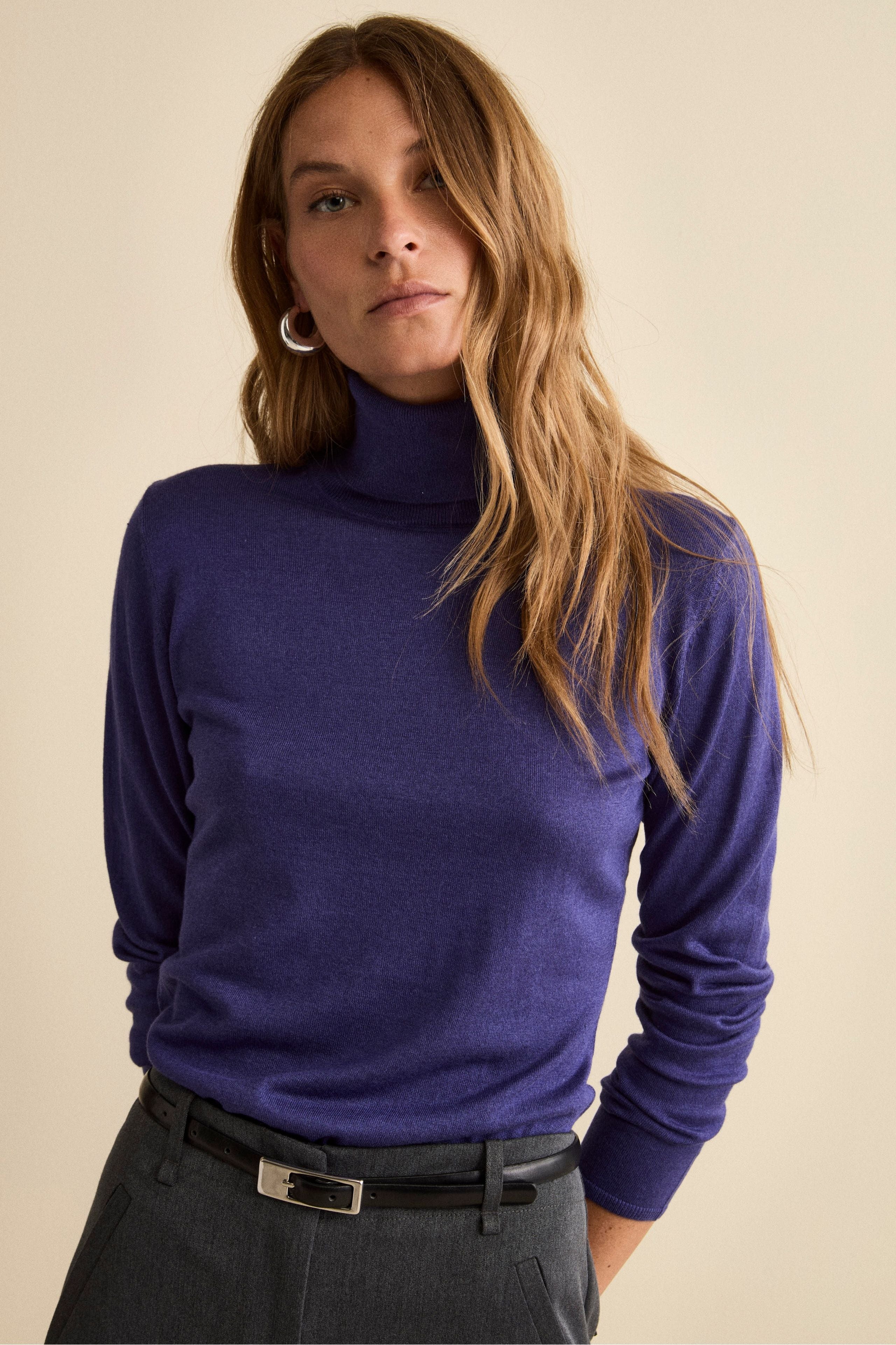 Maglia Dolcevita in Seta e Cashmere Extrafine - BLU APERTO