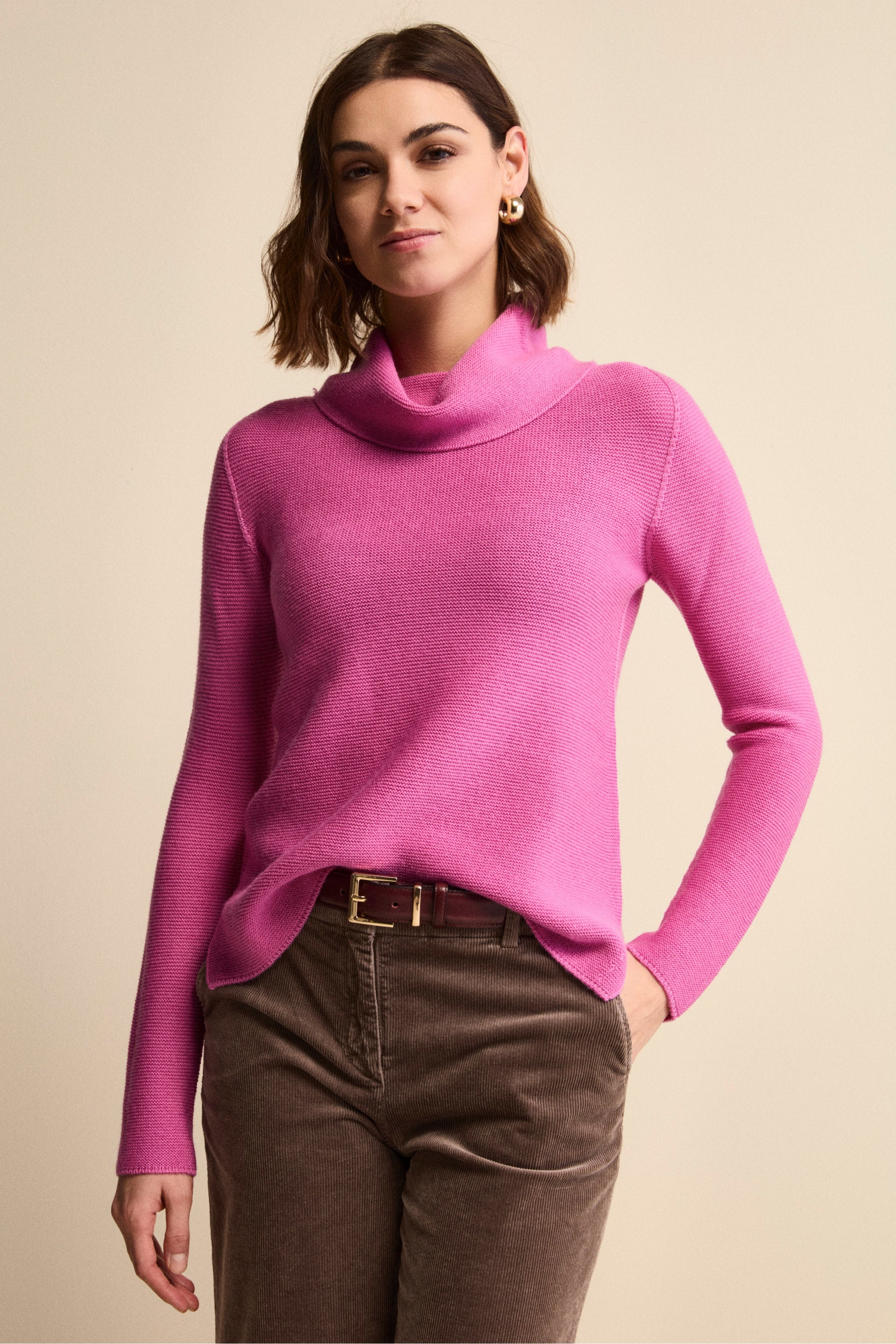Maglia con Spacchi in Lana Merino - FUXIA