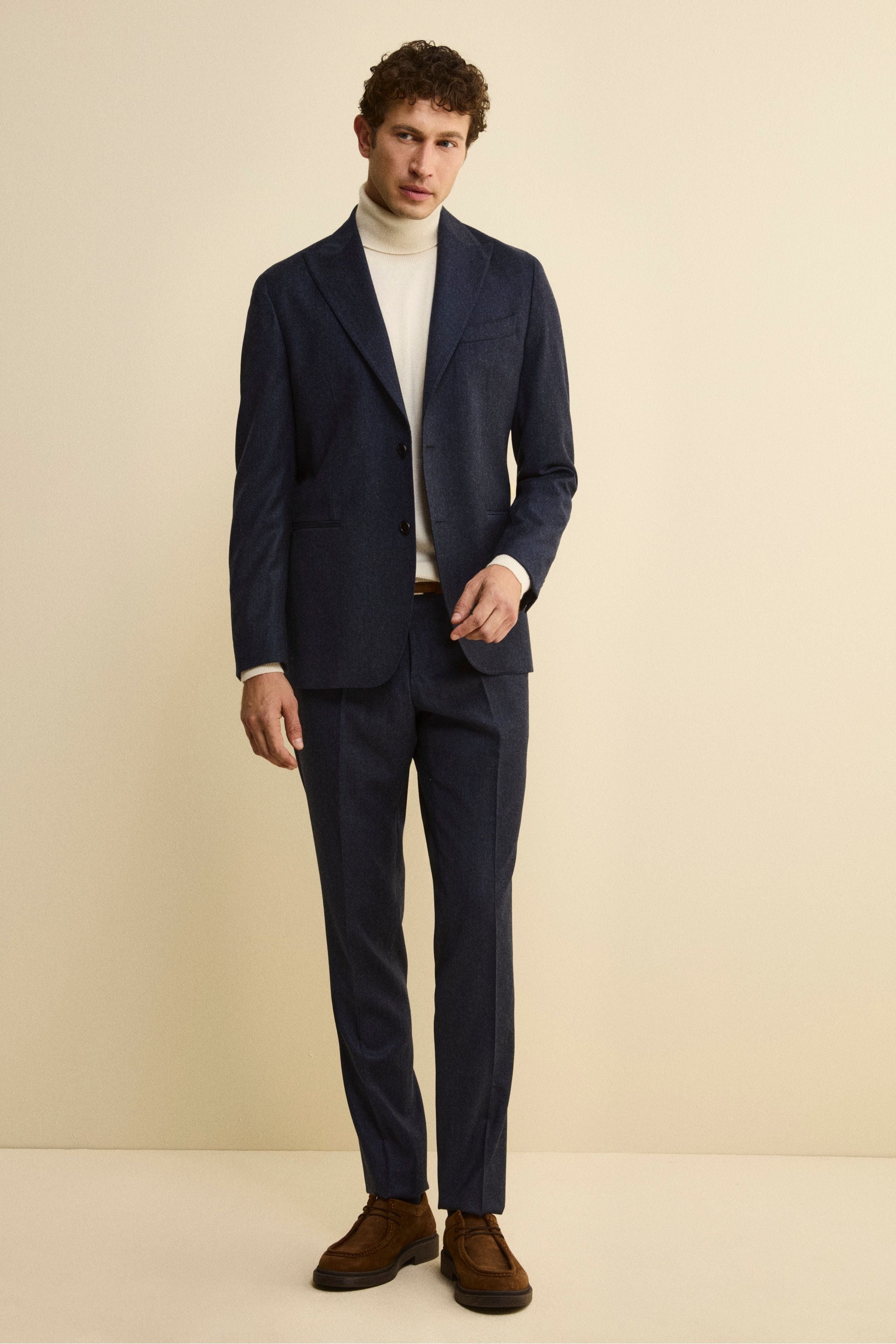 Abito Slim Fit in Misto Cashmere - BLU