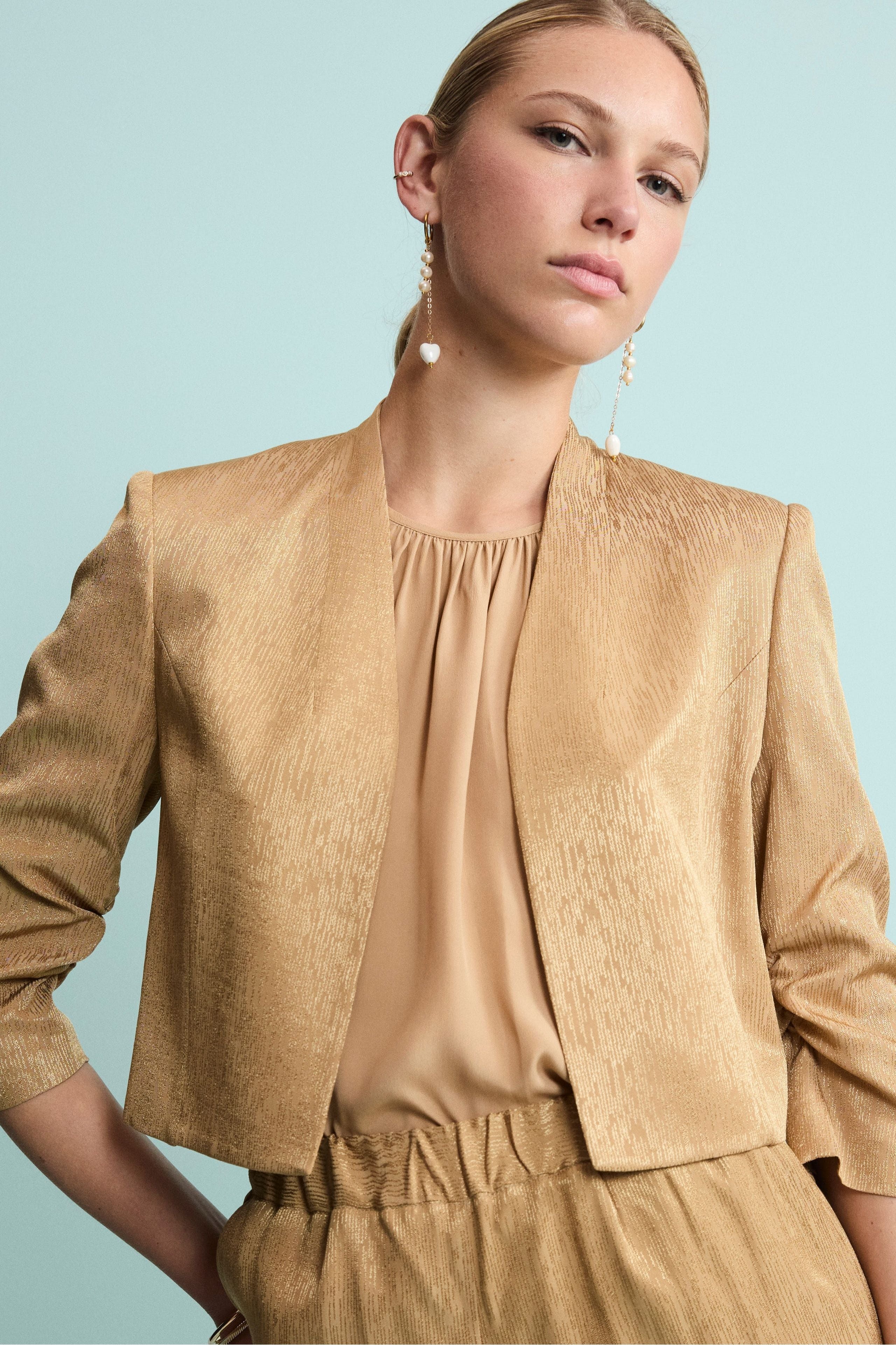 Bolero Giacchino Corto Elegante Oro Bolero Jacquard Elegante Da