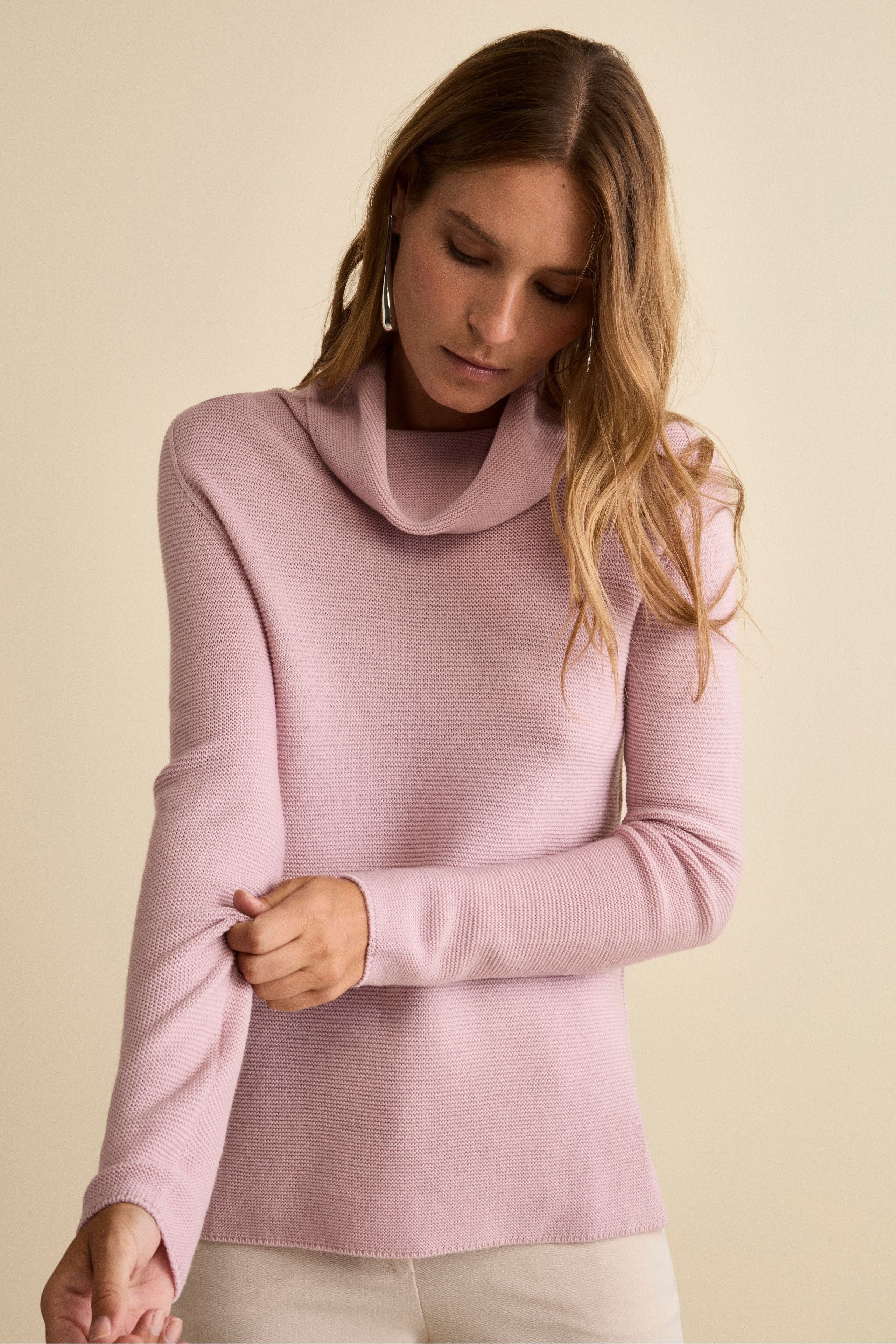 Maglia con Spacchi in Lana Merino - ROSA CARNE