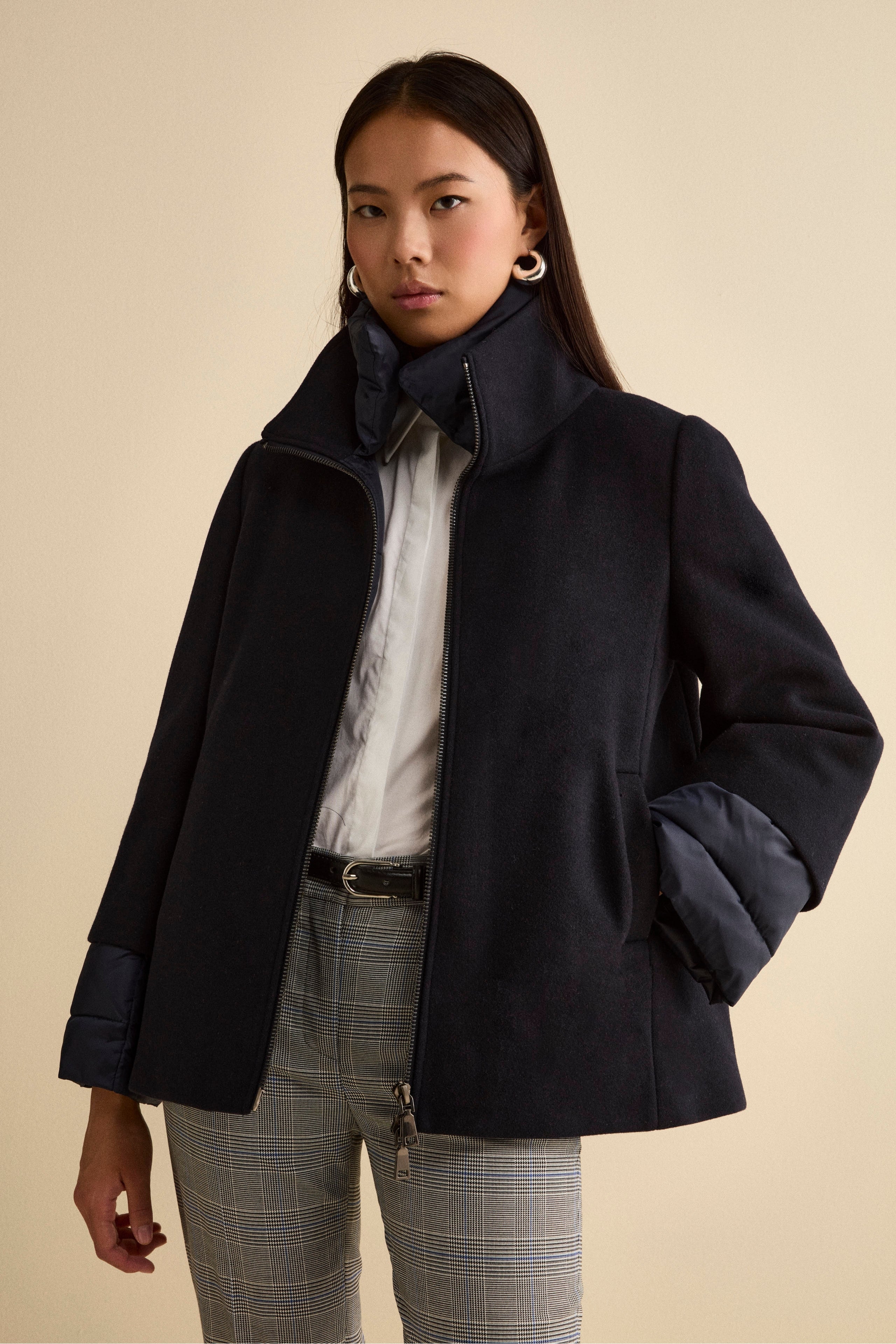 Giubbotto Imbottito Svasato con Zip - BLU