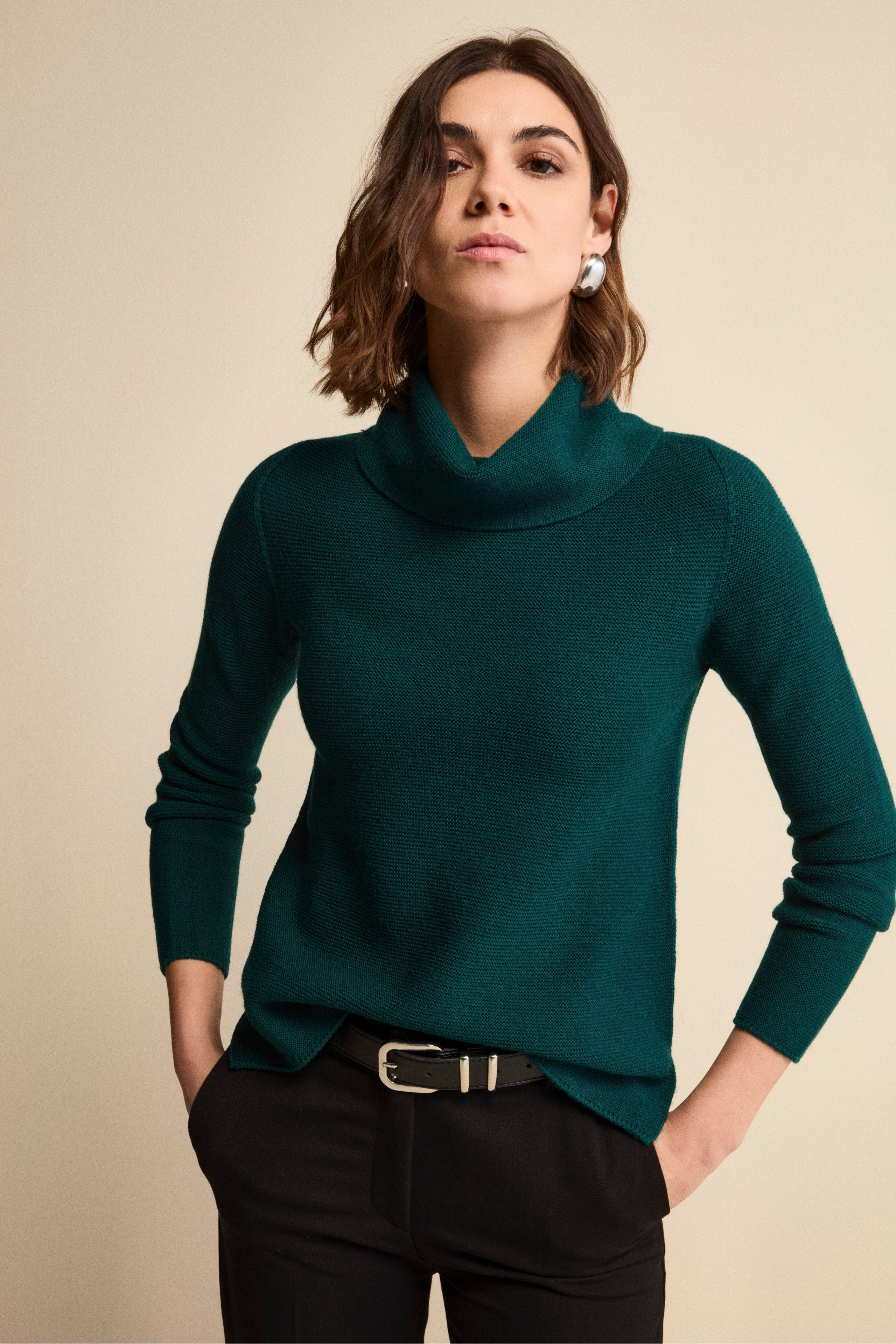 Maglia con Spacchi in Lana Merino - VERDE