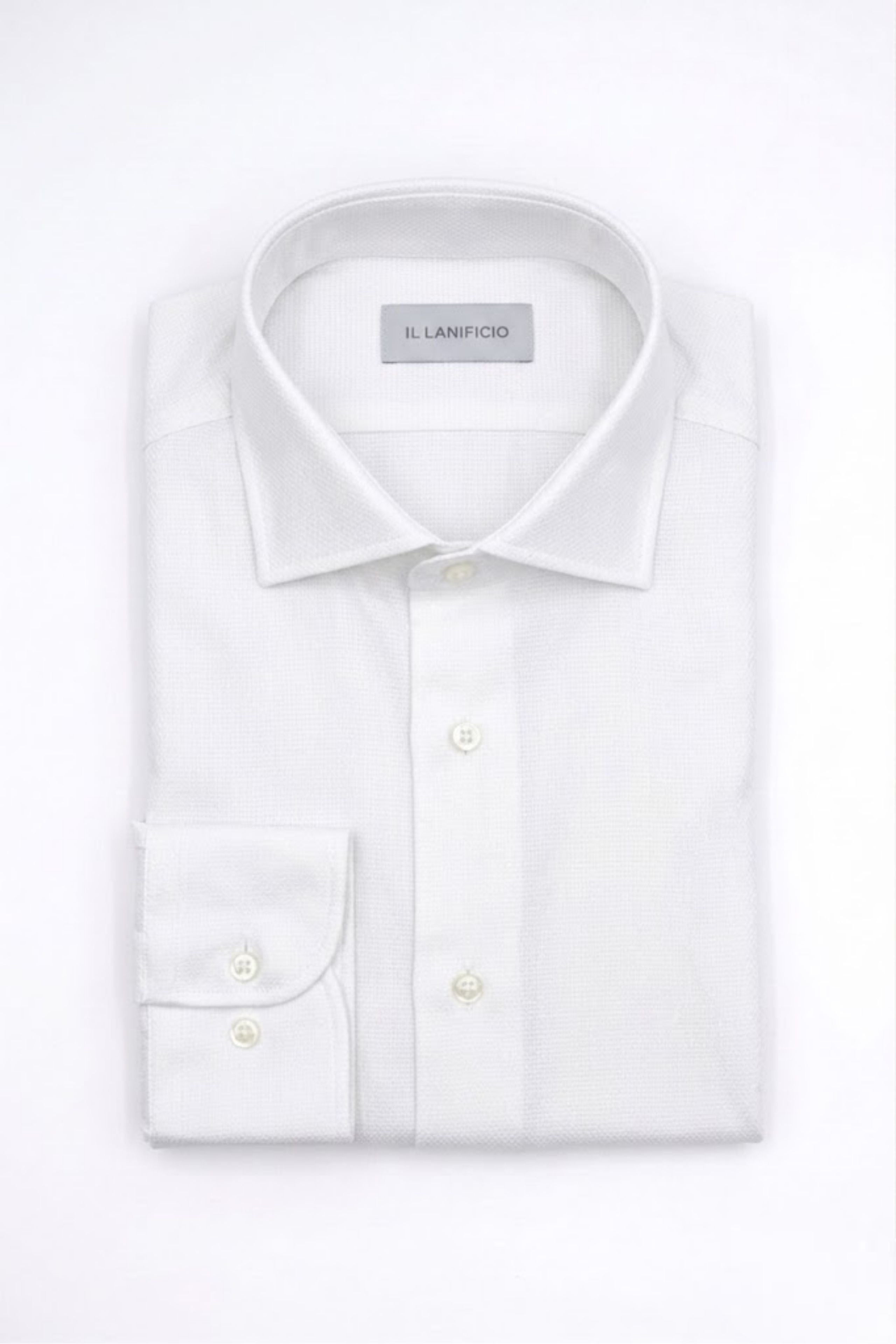 Camicia Uomo Slim in Cotone Doppio Ritorto - BIANCO OPERATO