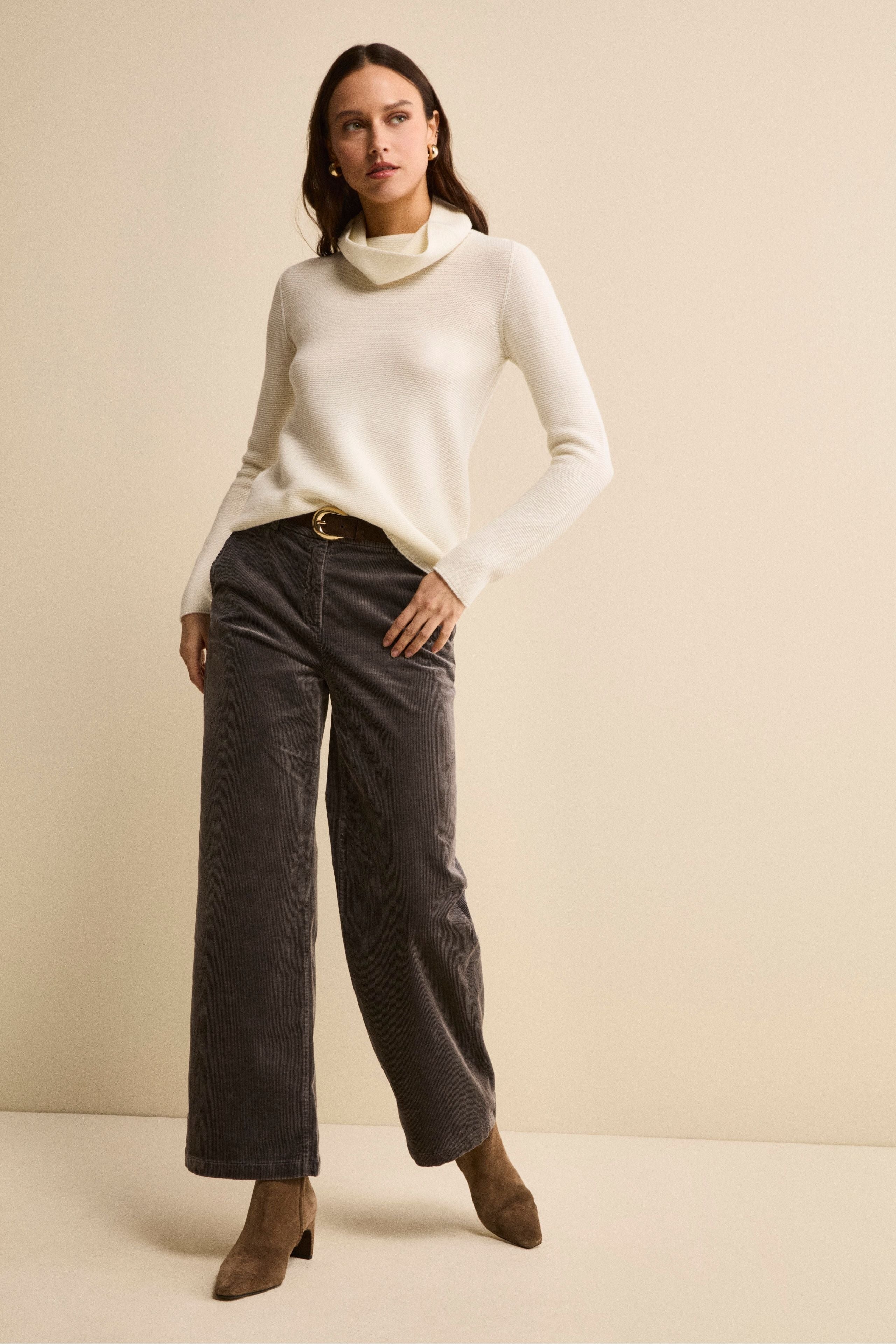 Pantalone in Velluto a Gamba Larga - GRIGIO