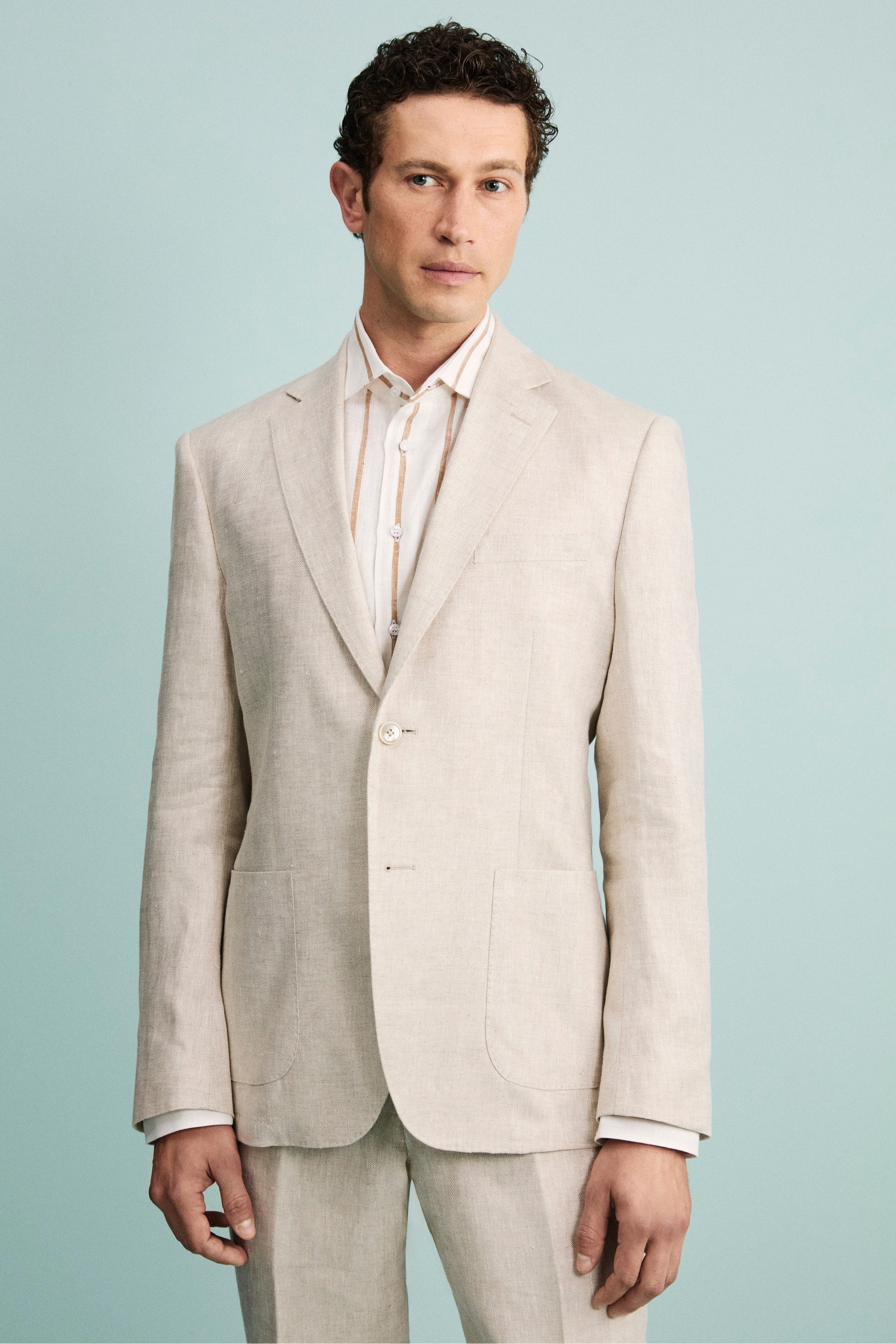 Abito Spigato Monopetto in Lino BEIGE - Main Image