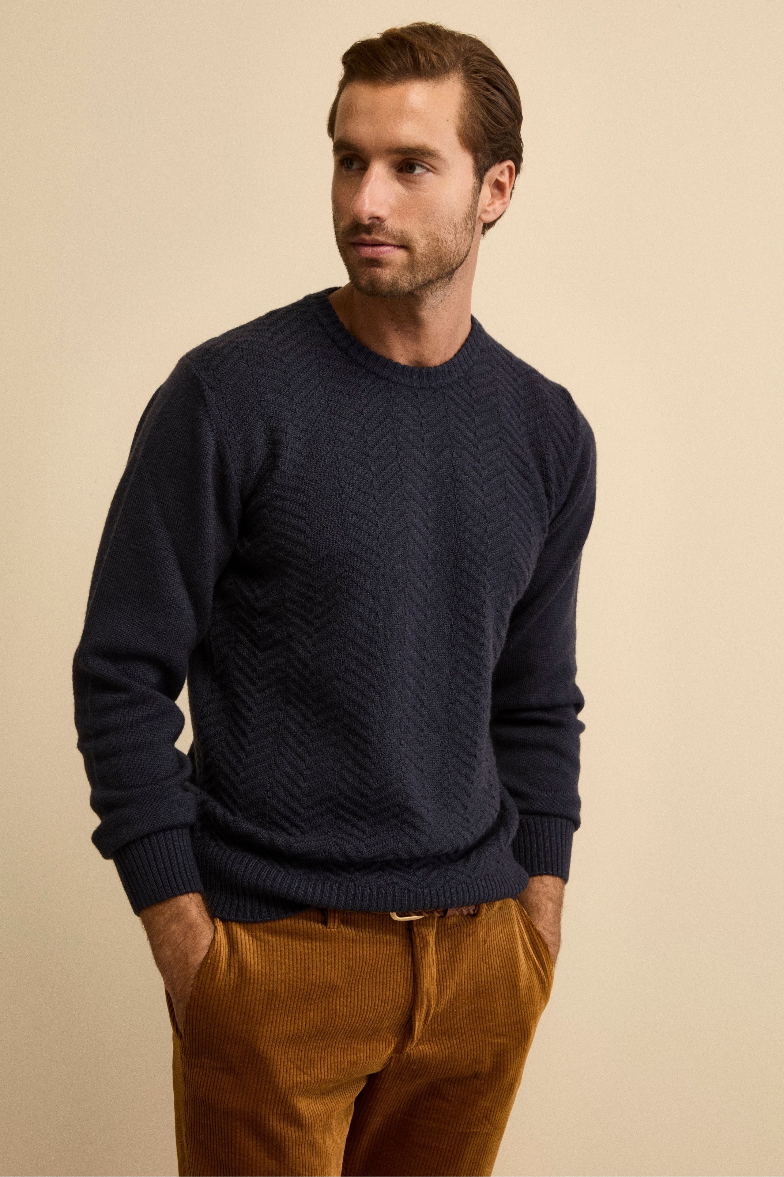 Girocollo Resca in Lana Merino - BLU MARINE