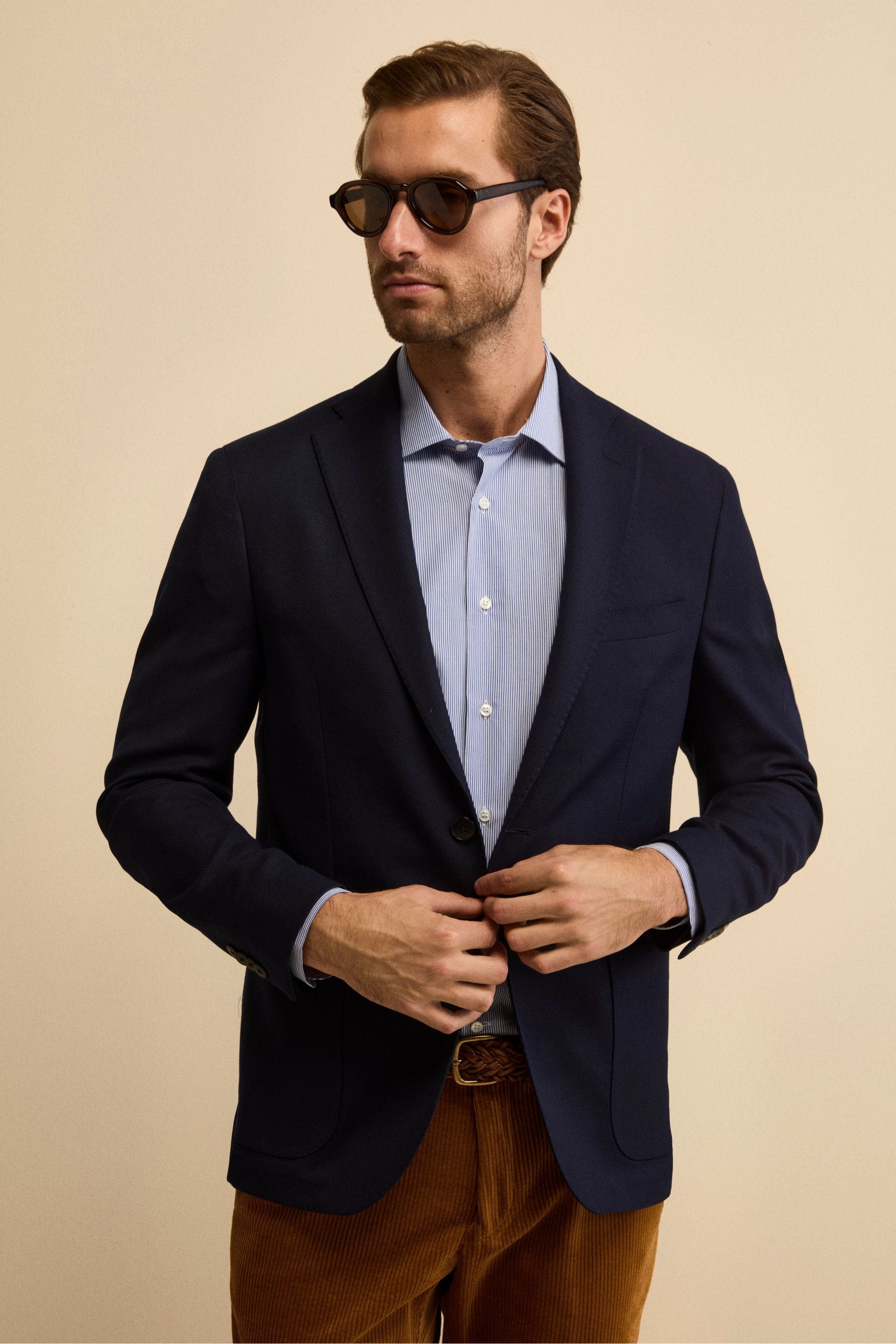 Giacca Slim Fit Monopetto in Lana Vergine - BLU