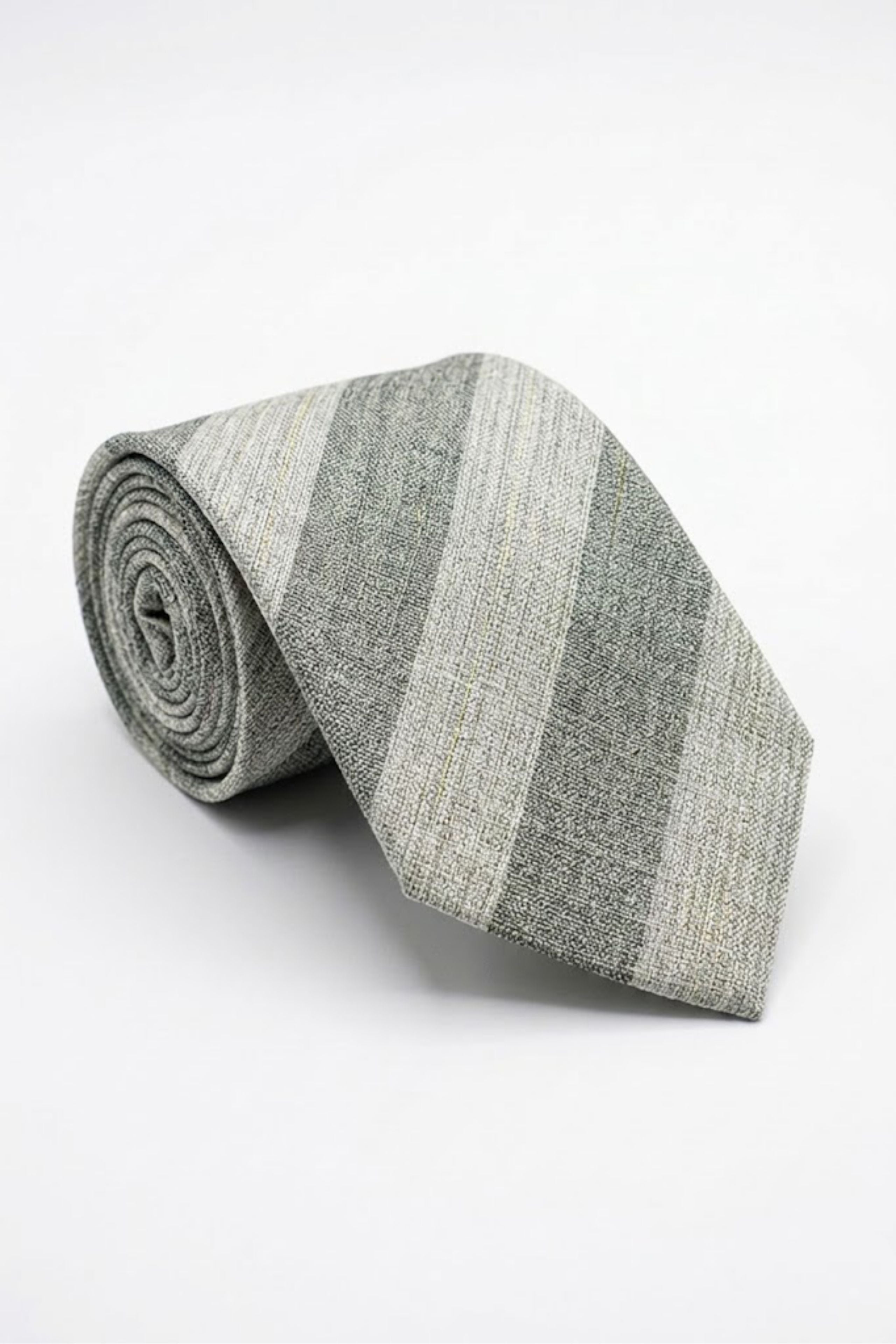 Cravatta Misto Lino a Fantasia Rigata - BEIGE RIGATO
