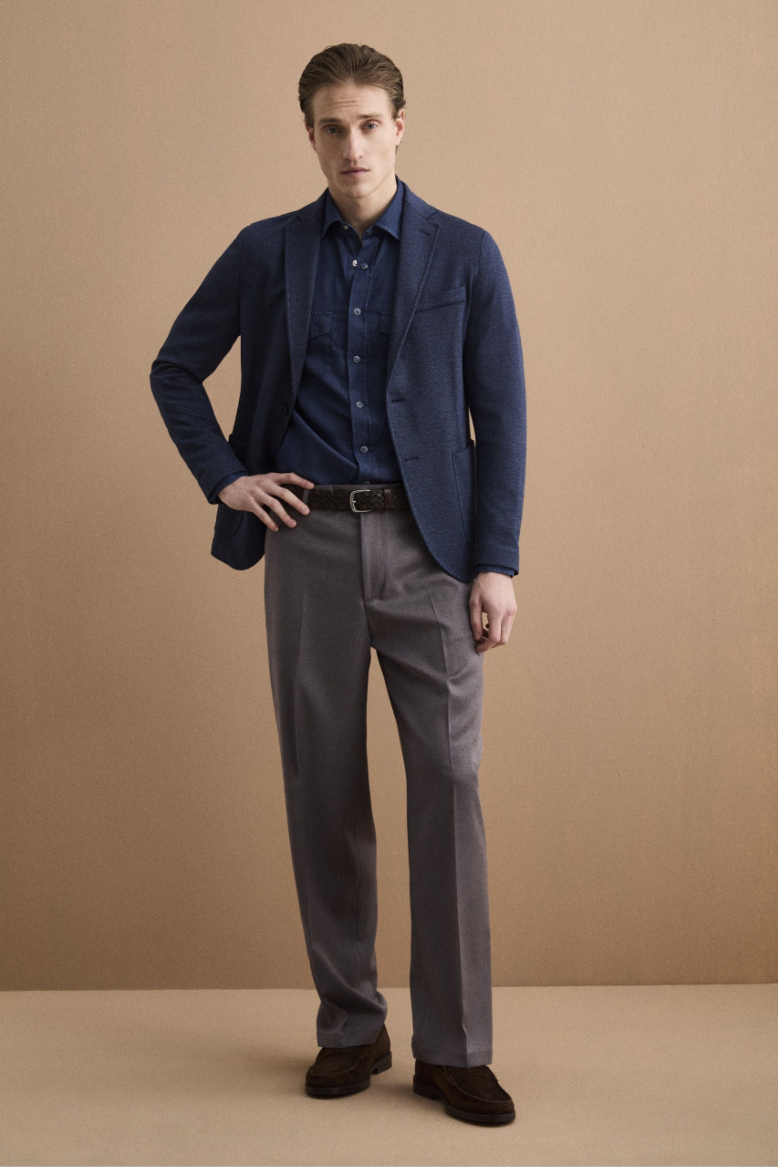 Giacca Monopetto Slim Fit con Revers Classico - BLU