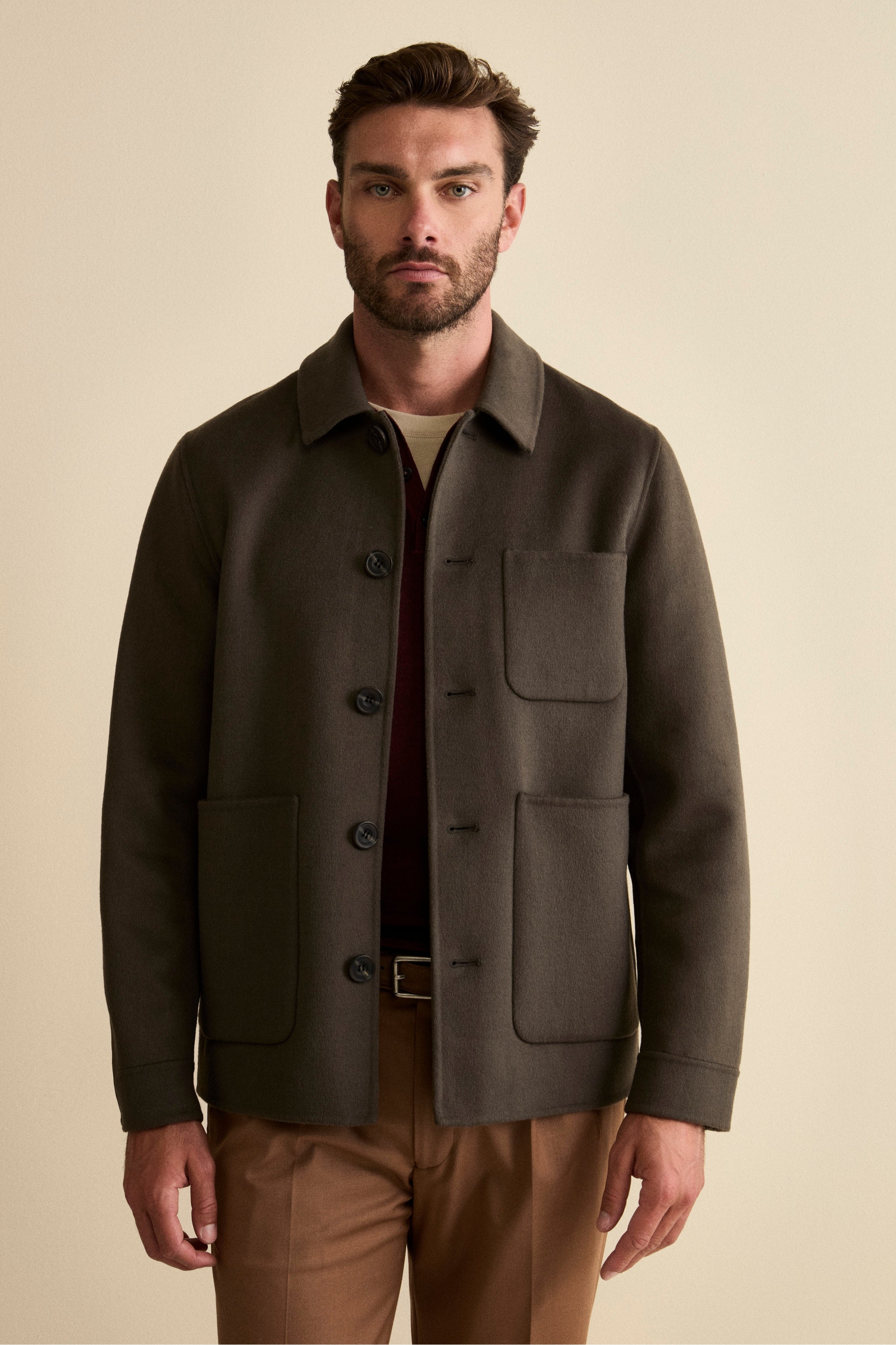 Giacca Camicia in Misto Lana - GRIGIO SCURO