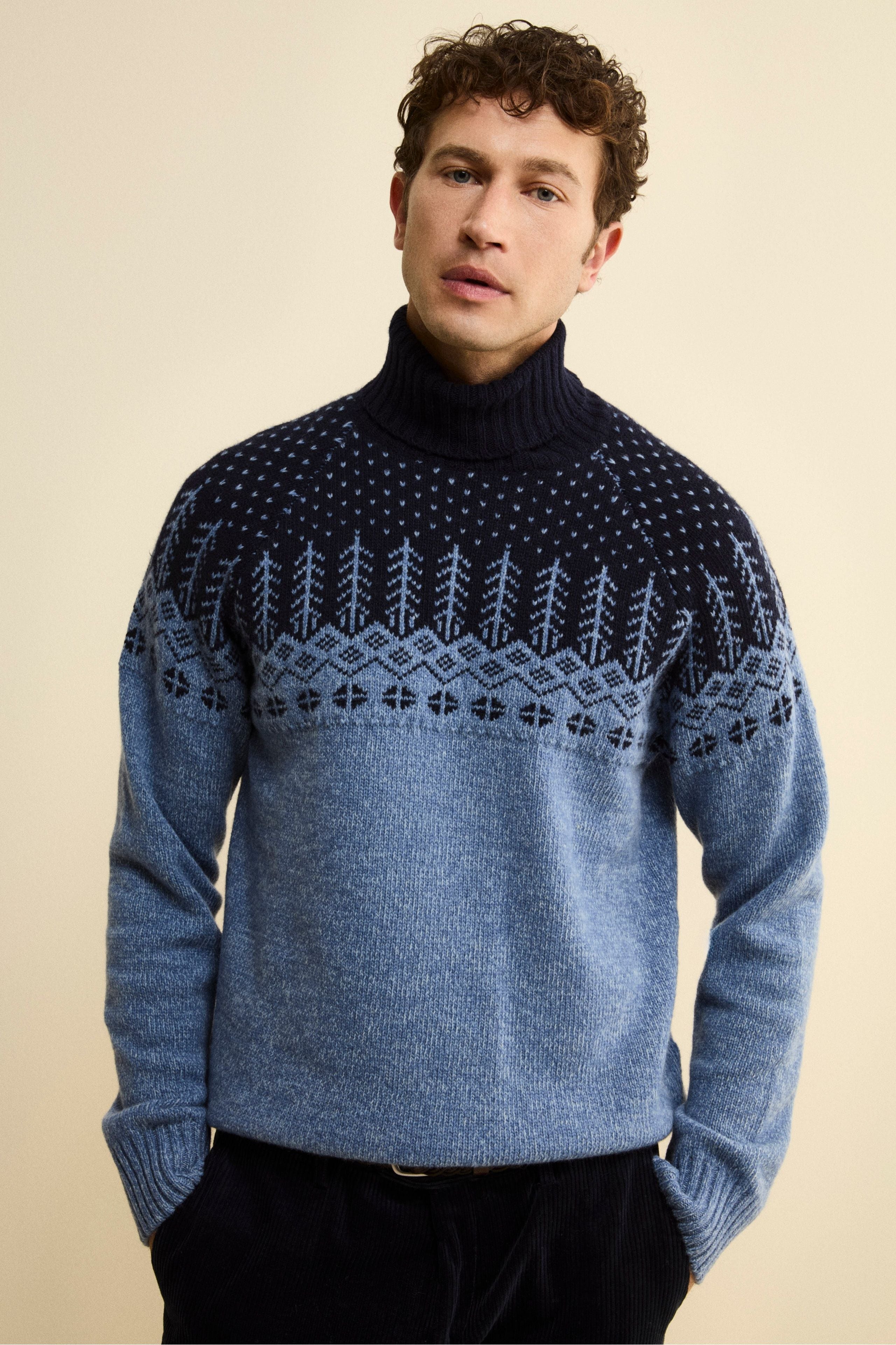 Dolcevita Norvegese Over in Lana Vergine - AZZURRO MELANGE