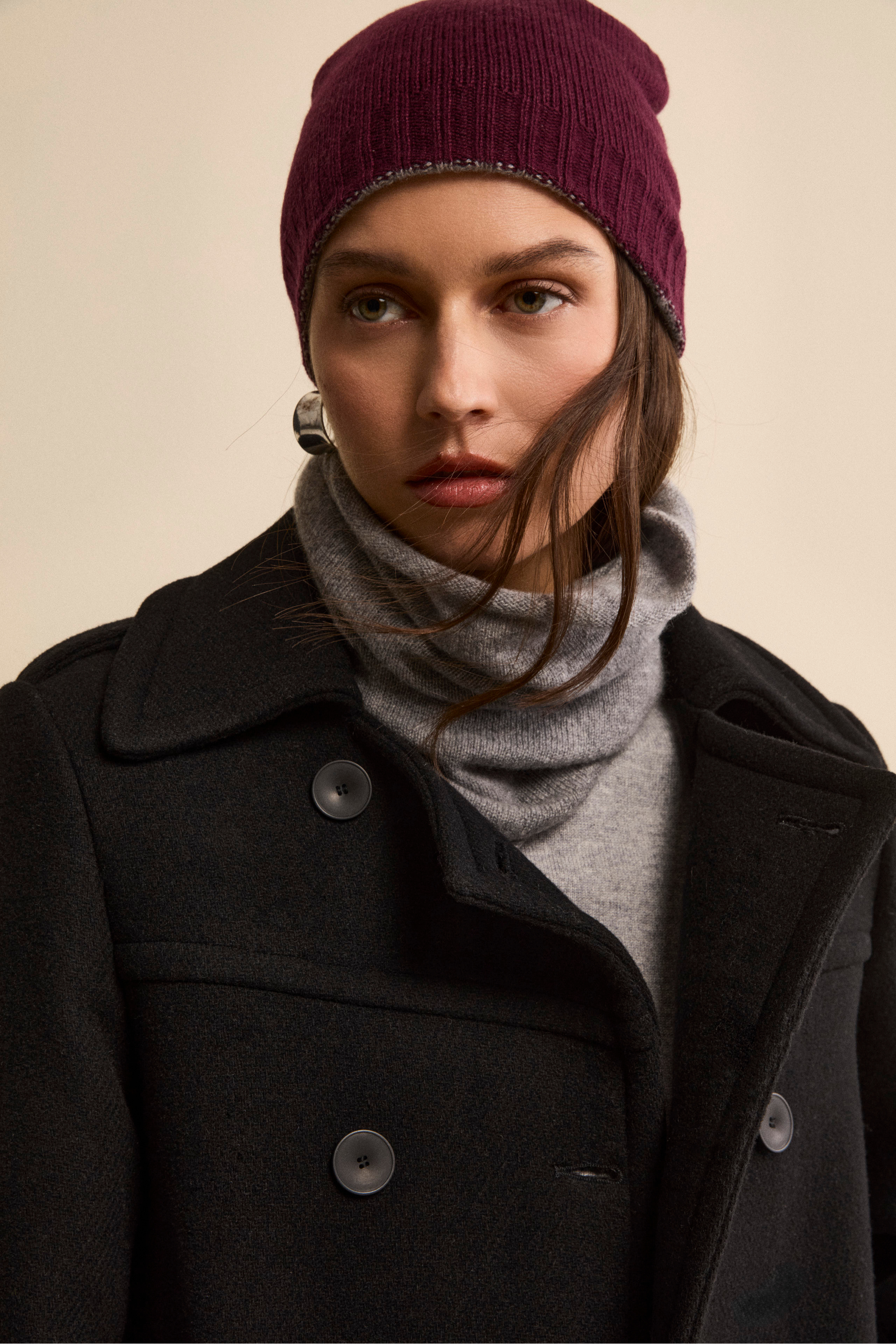 Cappello in cashmere - GRIGIO MEDIO/PRUGNA