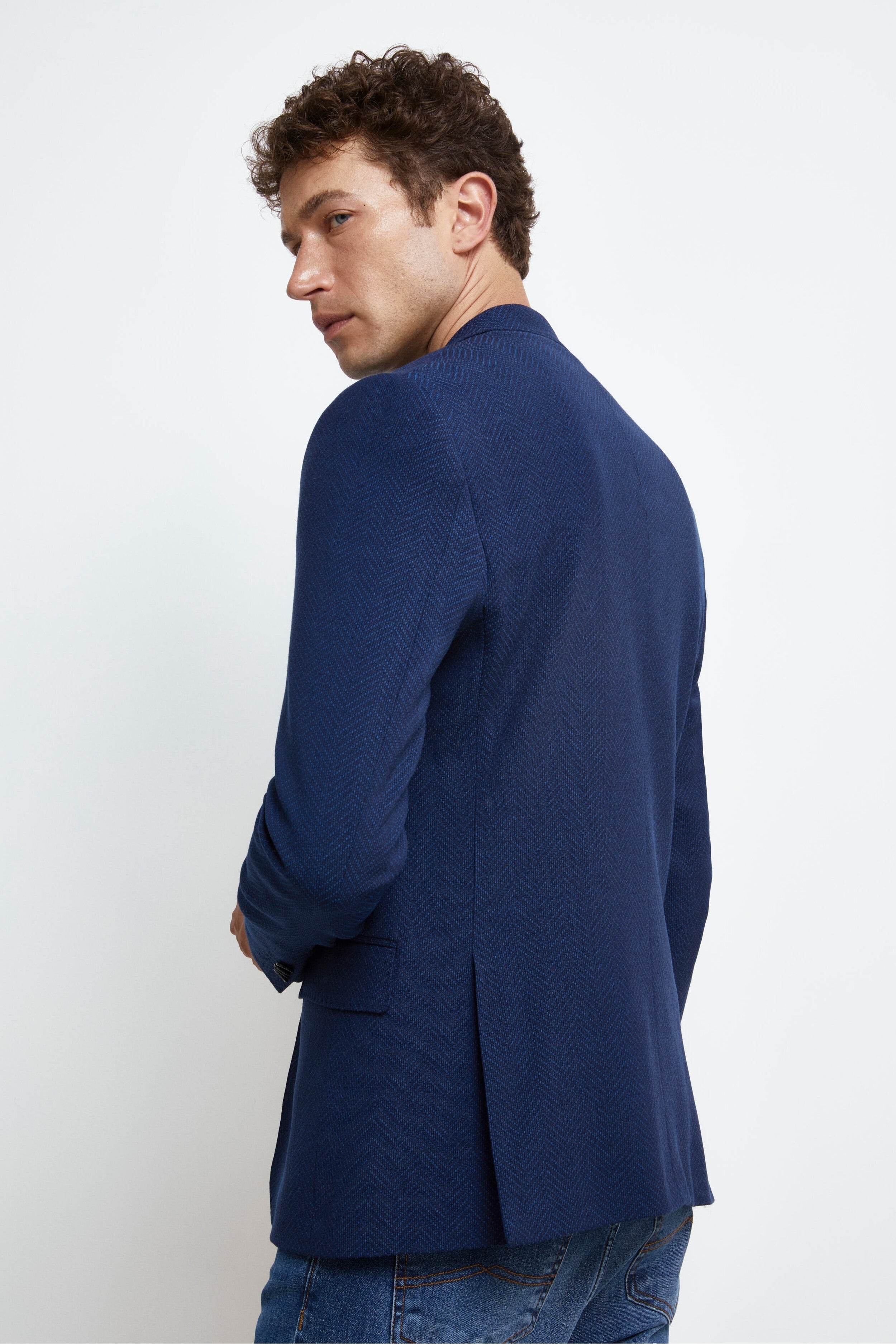 Giacca Slim in Lana e Cashmere - BLU SPIGATO