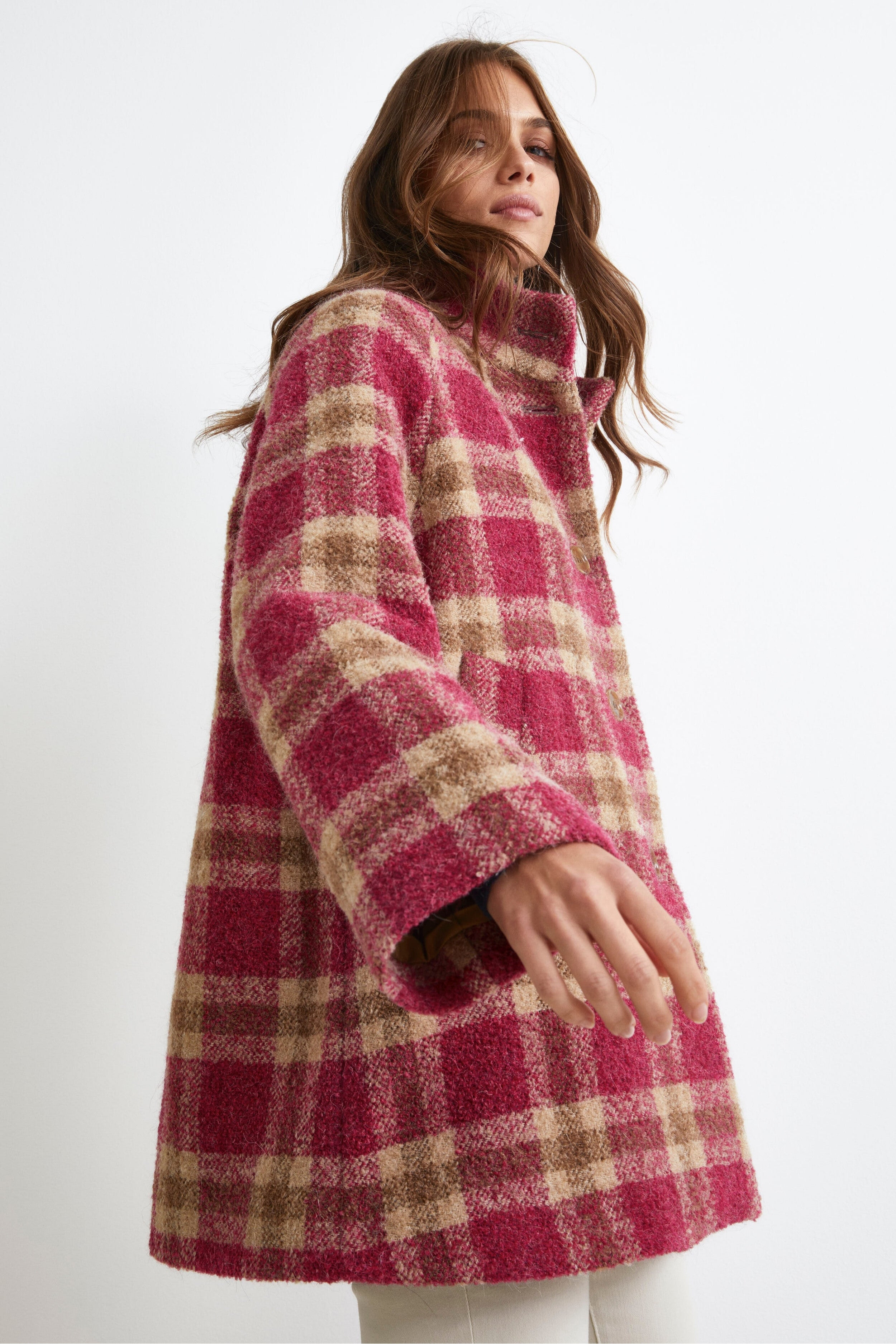 Cappotto Donna A Quadri Rossi E Neri Street Style Cappotti A