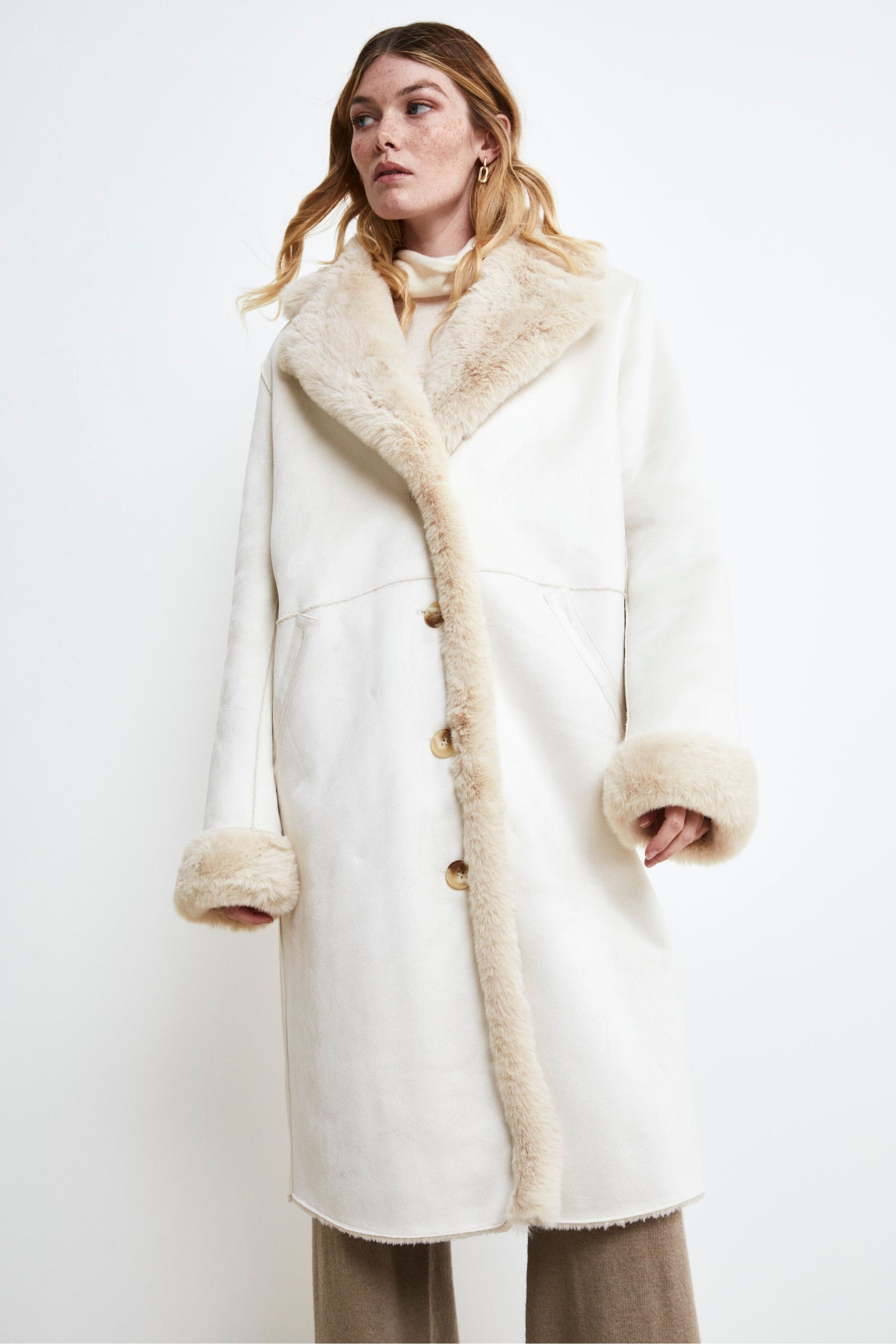 Cappotto Midi Eco-Montone - MANDORLA