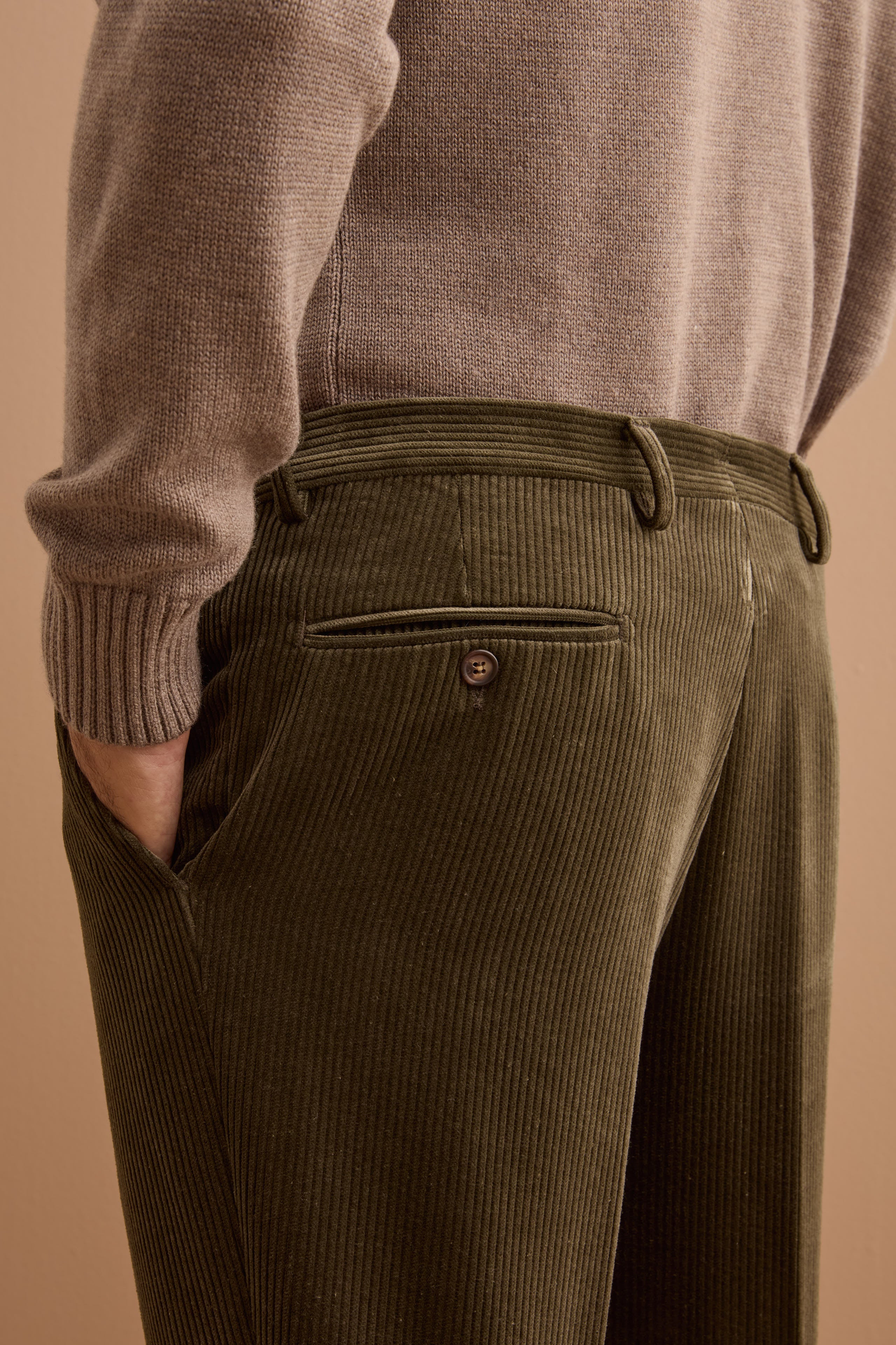 Pantalone Chino in Velluto Comfort Fit - VERDE