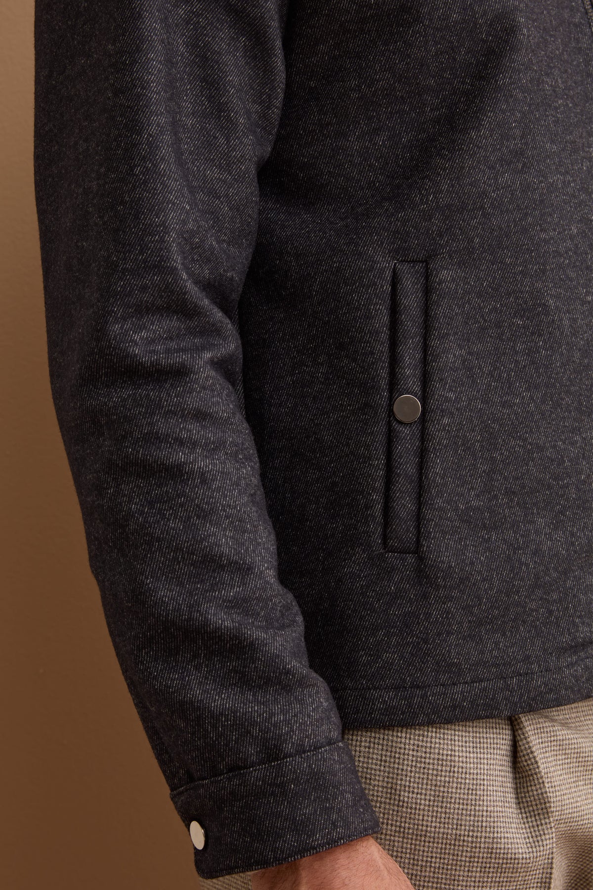 Giacca Overshirt in Misto Lana con Zip - BLU