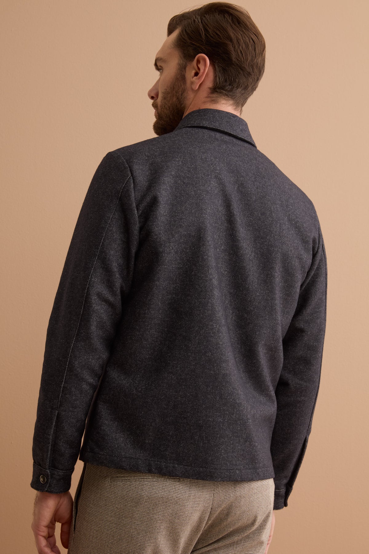 Giacca Overshirt in Misto Lana con Zip - BLU