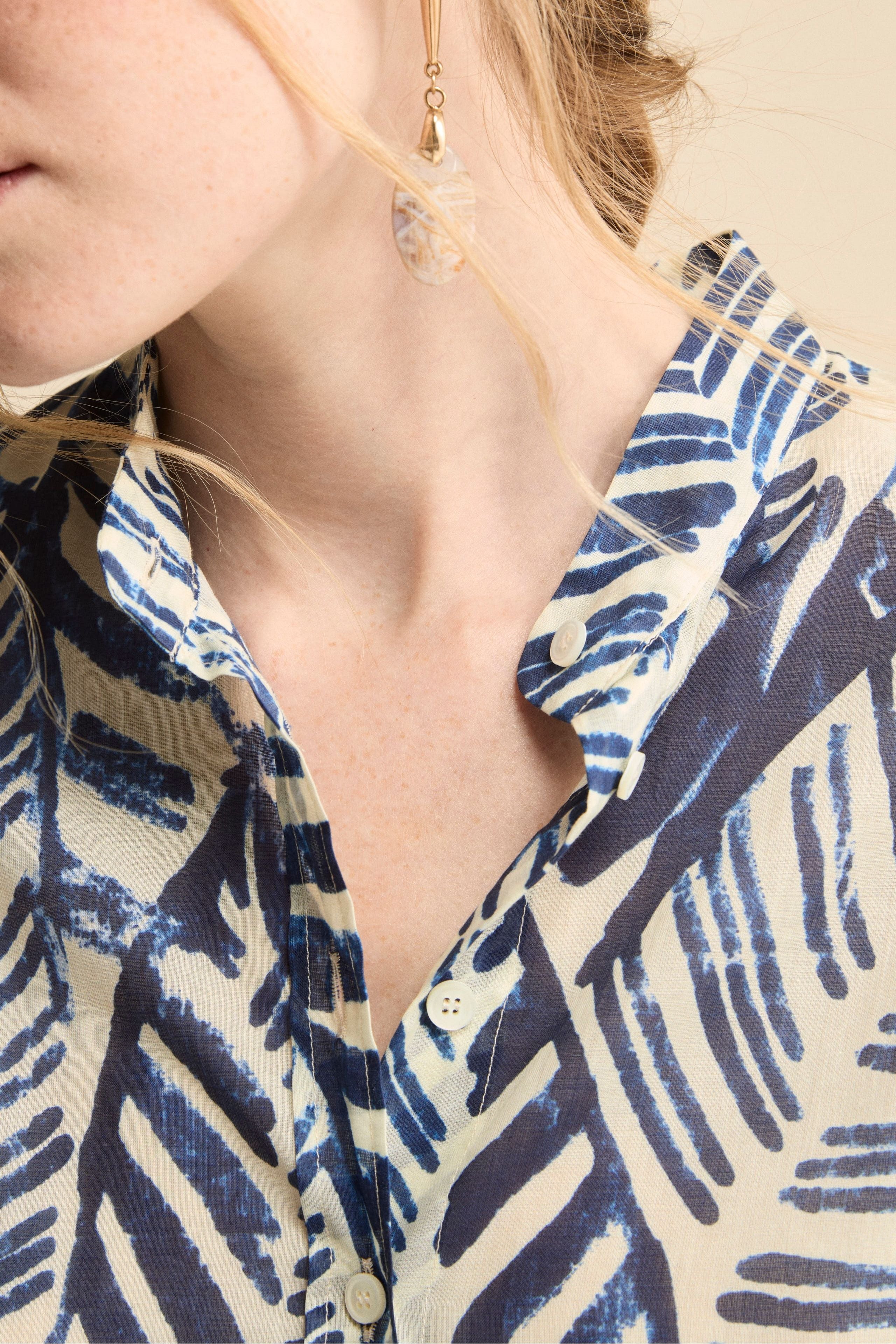 Camicia Over Coreana in Voile di Cotone - FANT. BLU