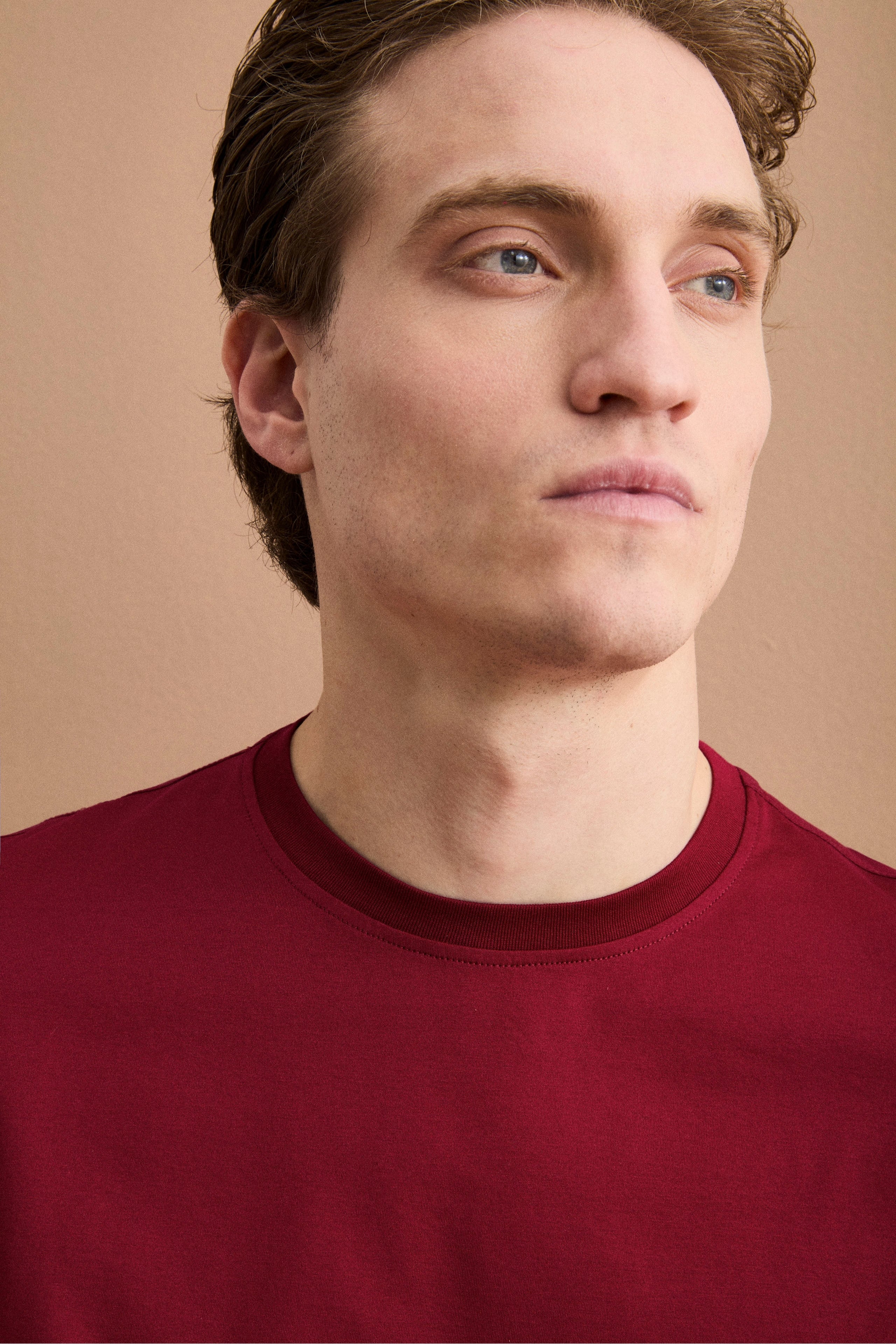 T-Shirt Slim in Filo di Scozia - BORDEAUX