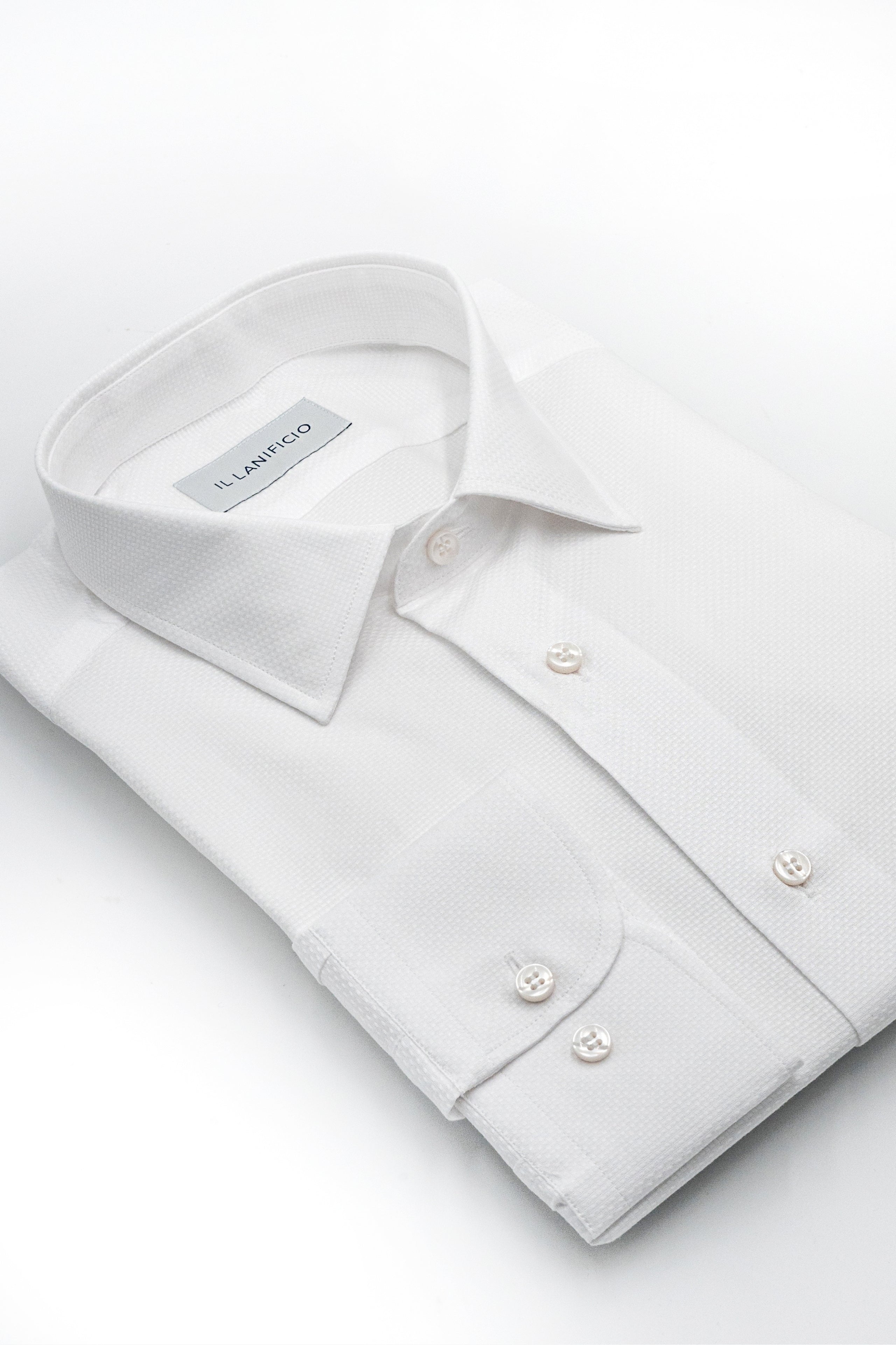 Camicia Dobby Slim Fit in Cotone - BIANCO OPERATO