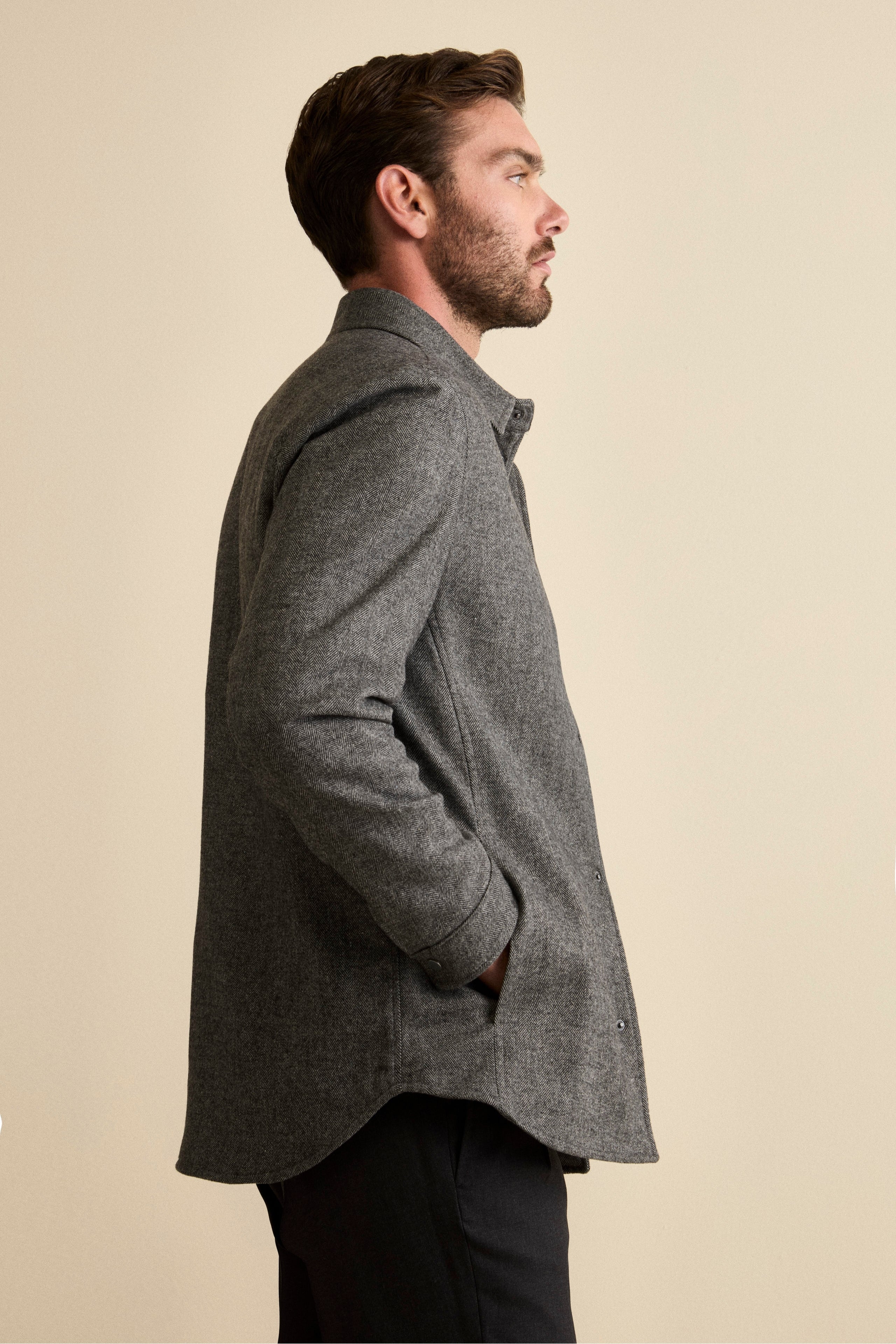 Giubbino Overshirt in Misto Lana - GRIGIO SPIGATO
