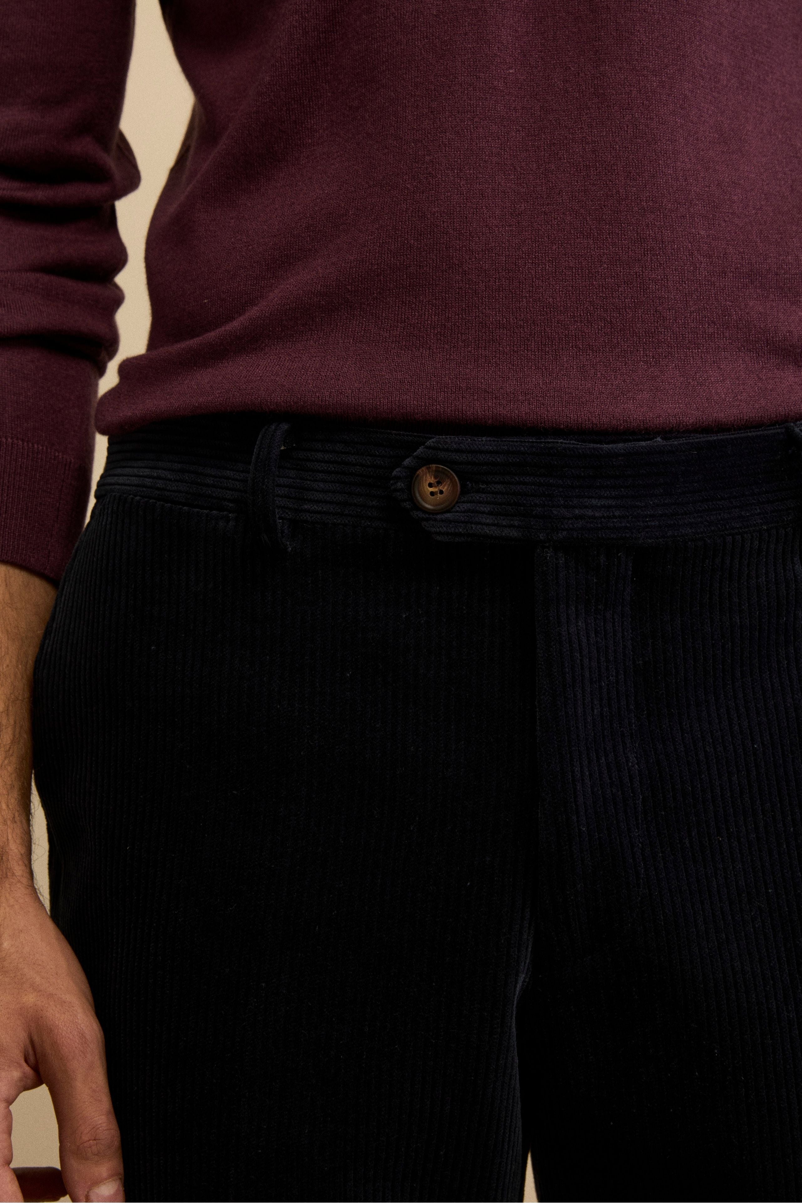 Pantalone Chino in Velluto Comfort Fit - BLU