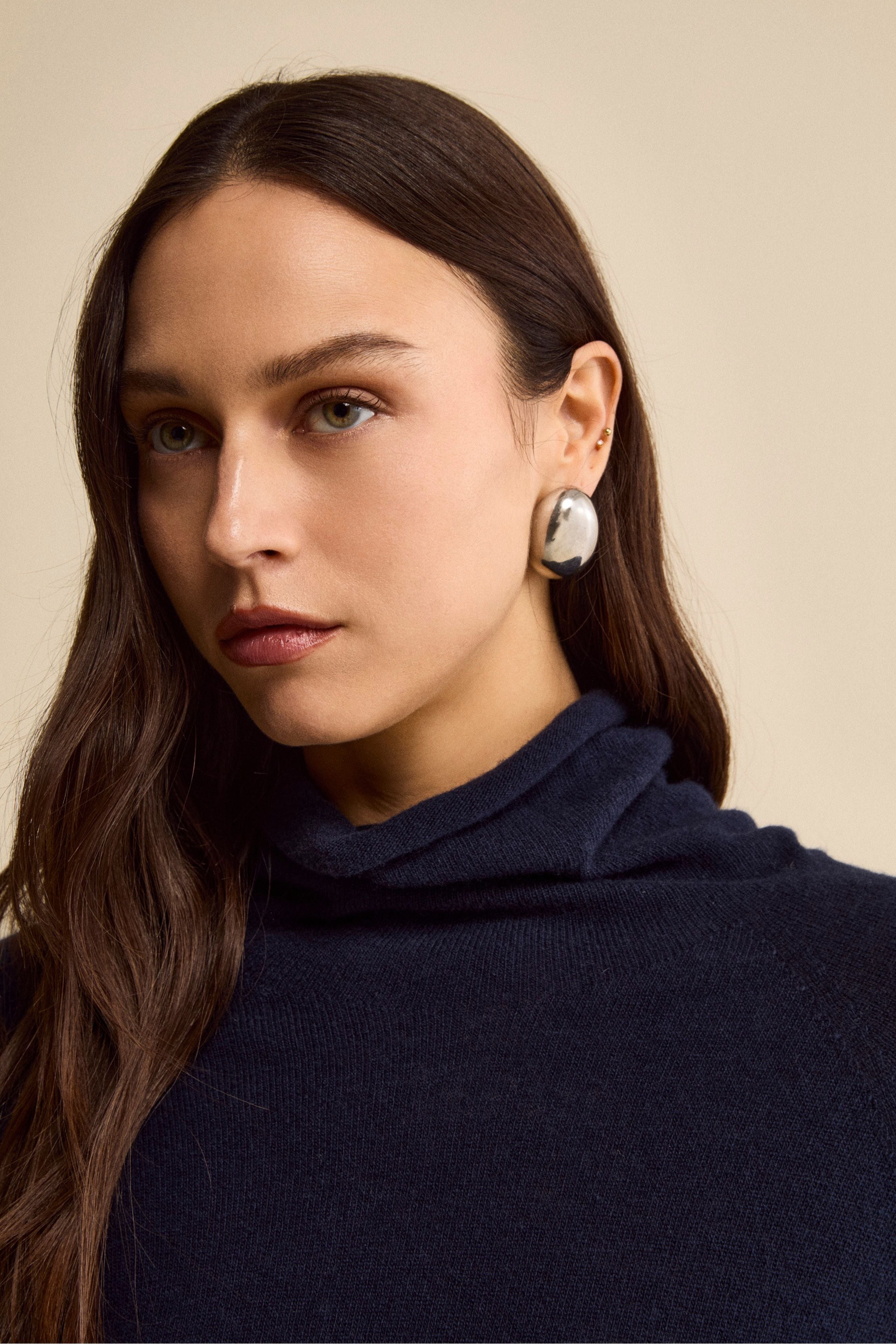 Maglia Collo Morbido lana cashmere - BLU