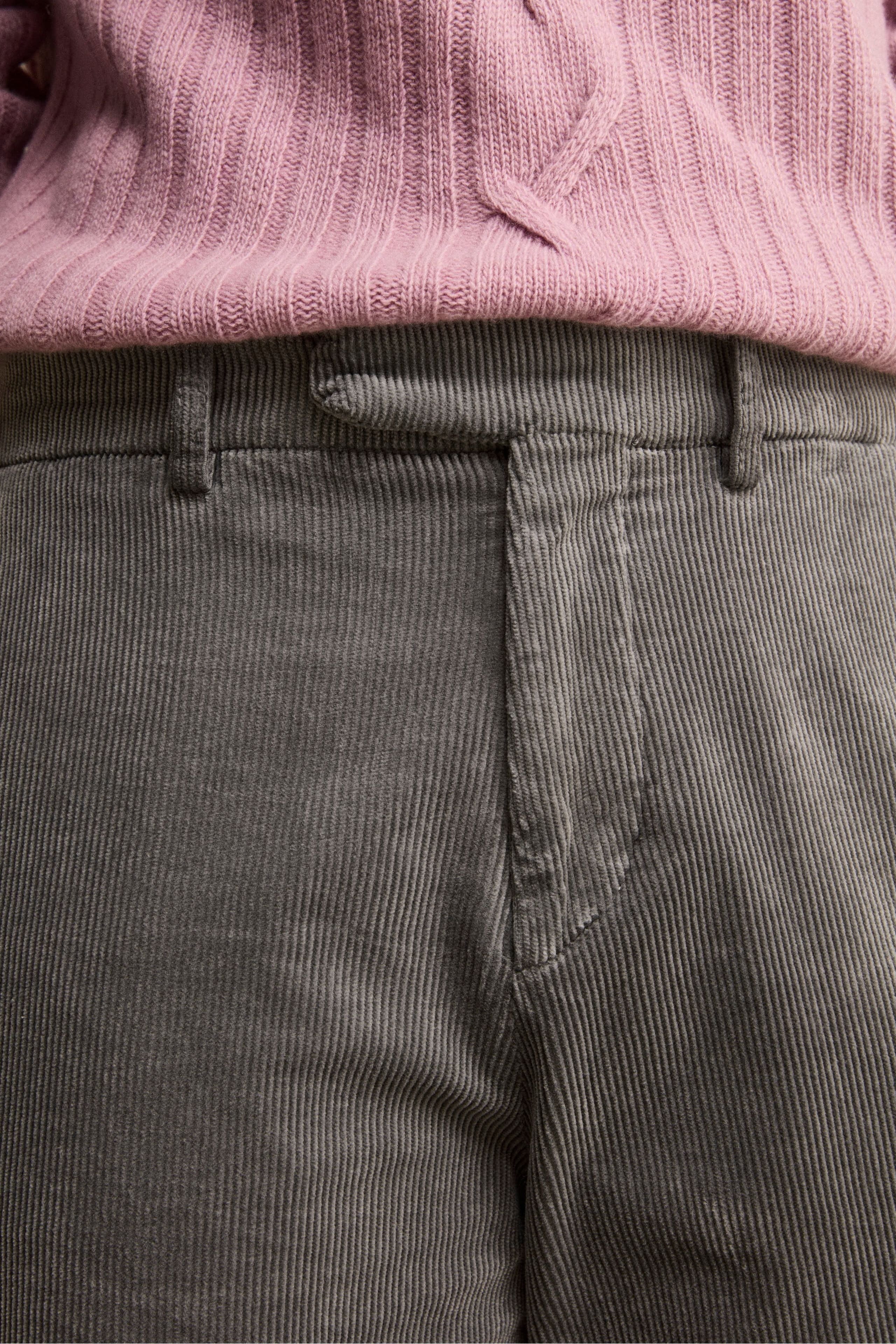 Pantalone Gamba Larga in Velluto a Coste - GRIGIO
