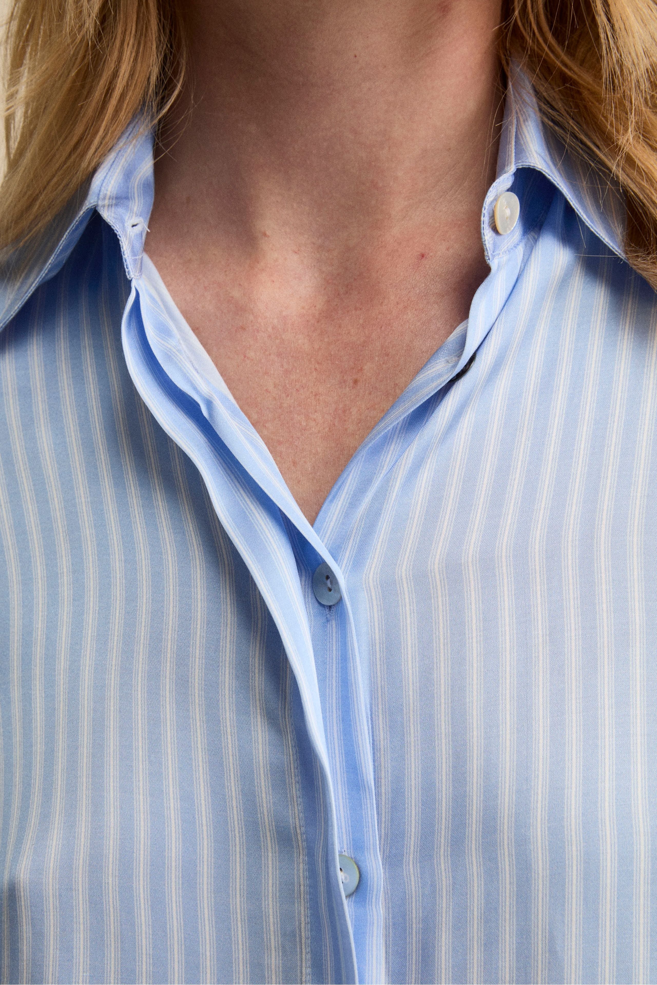 Camicia Morbida Fantasia in Raso - AZZURRO RIGATO