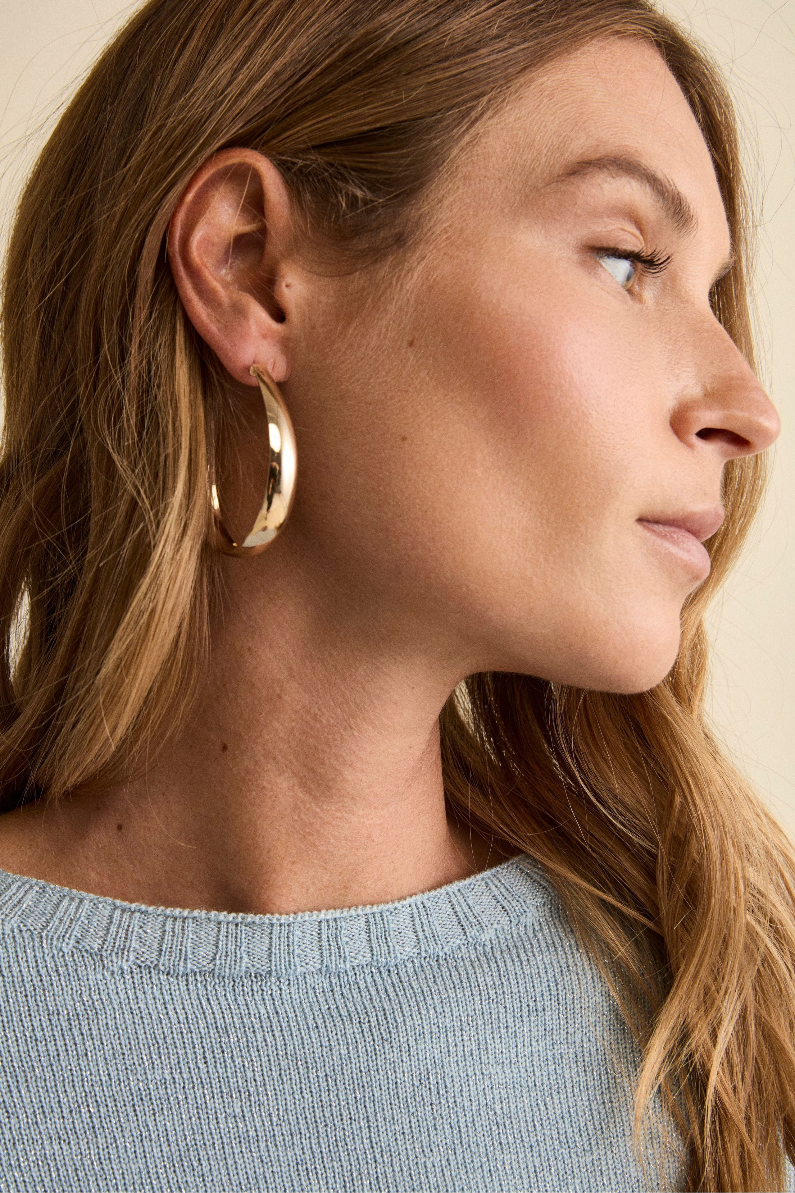 Maglia Lurex Girocollo in Lana Merino - AZZURRO