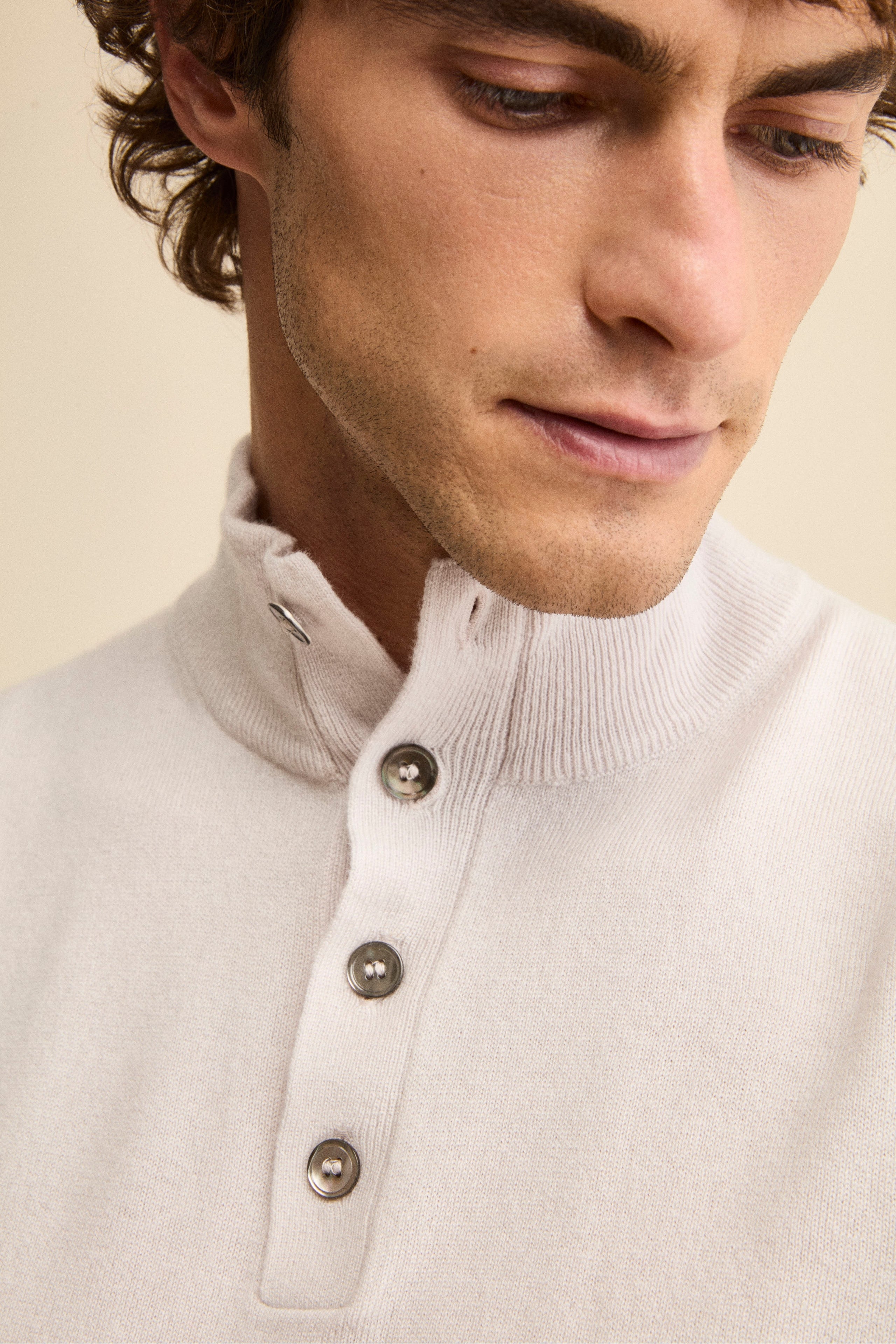 Maglia Serafino in Lana e Cashmere - GESSO