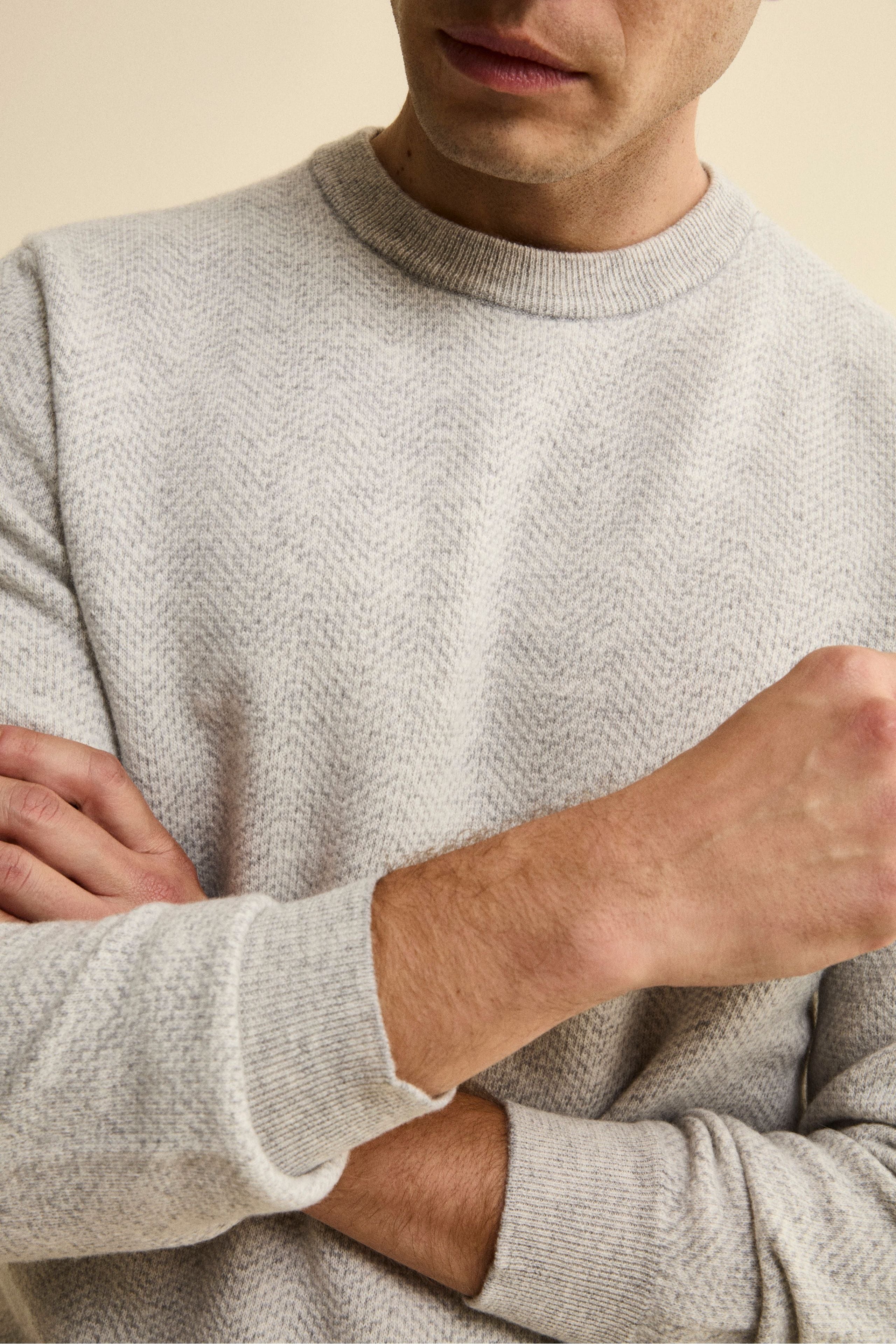 Girocollo Jacquard in Lana e Cashmere - GRIGIO/BEIGE