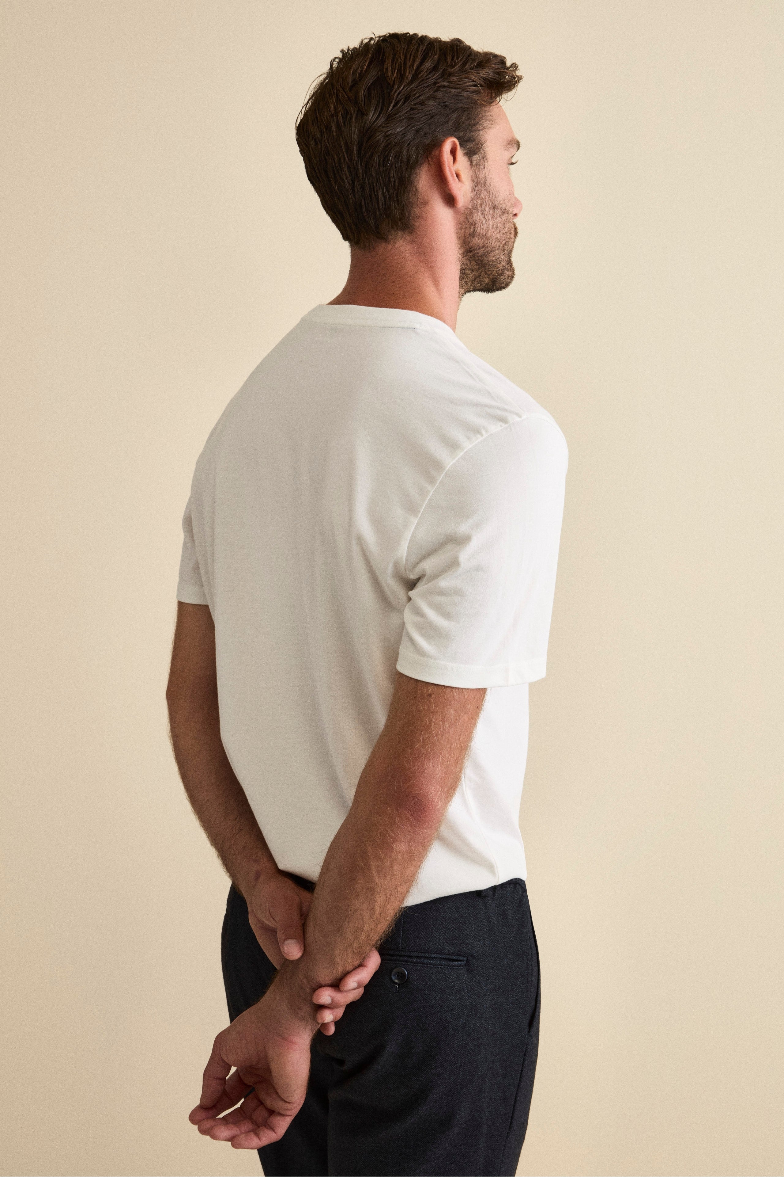 T-Shirt in Misto Cotone e Bambù - BIANCO